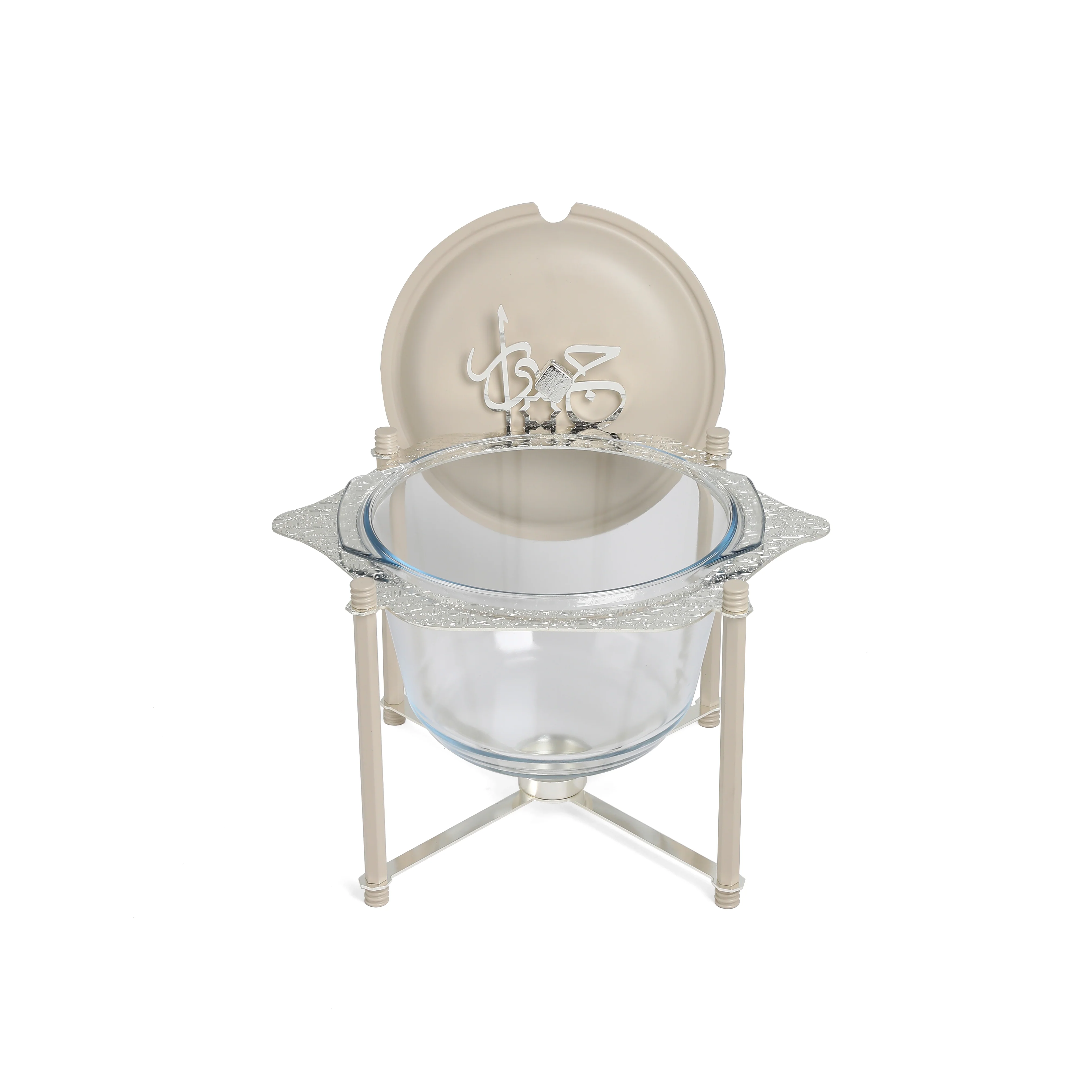 Jiwar - Deluxe Gold Engraved Soup Buffet - Beige & Silver - Image 7