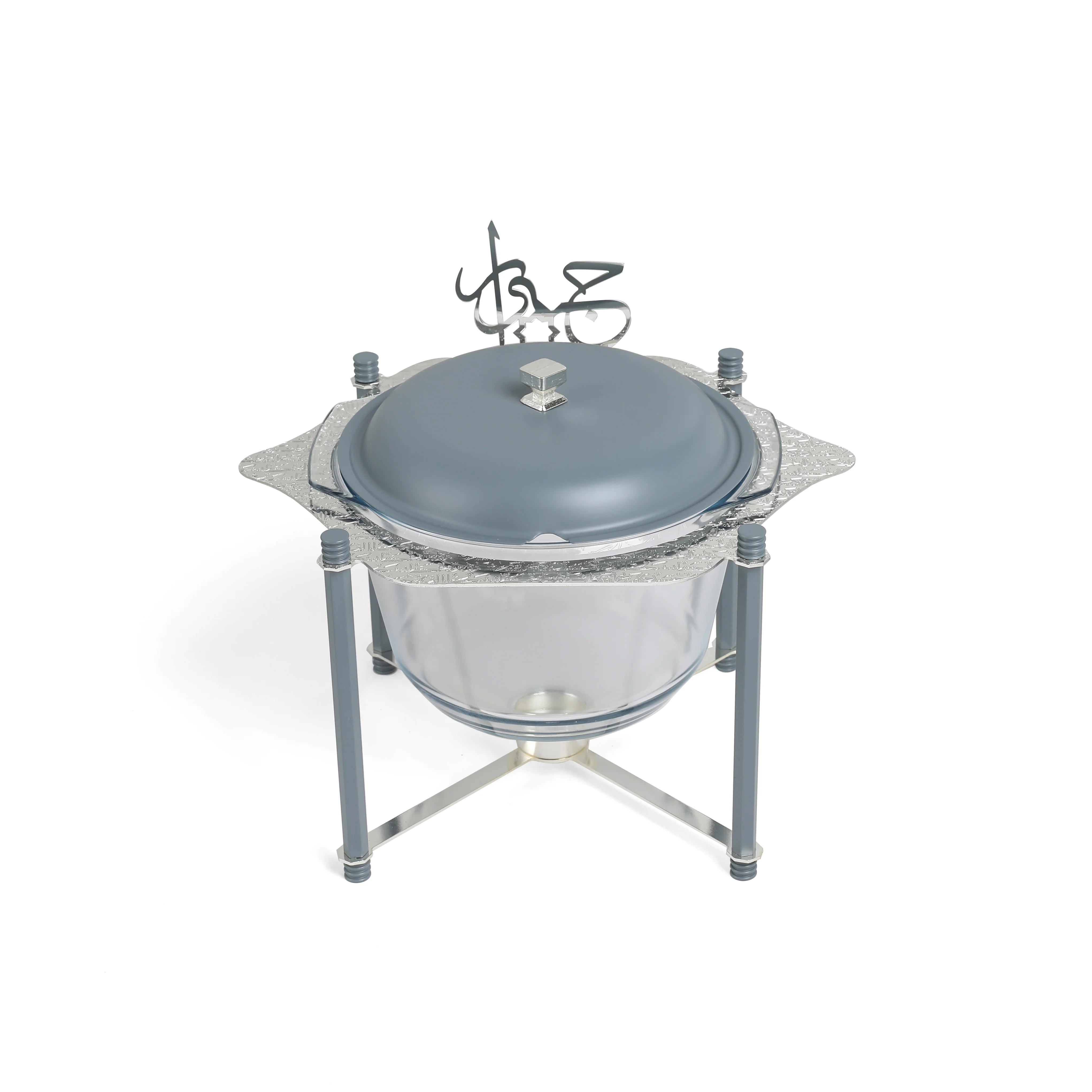 Jiwar - Deluxe Gold Engraved Soup Buffet - Haze BLue &Silver - Image 3