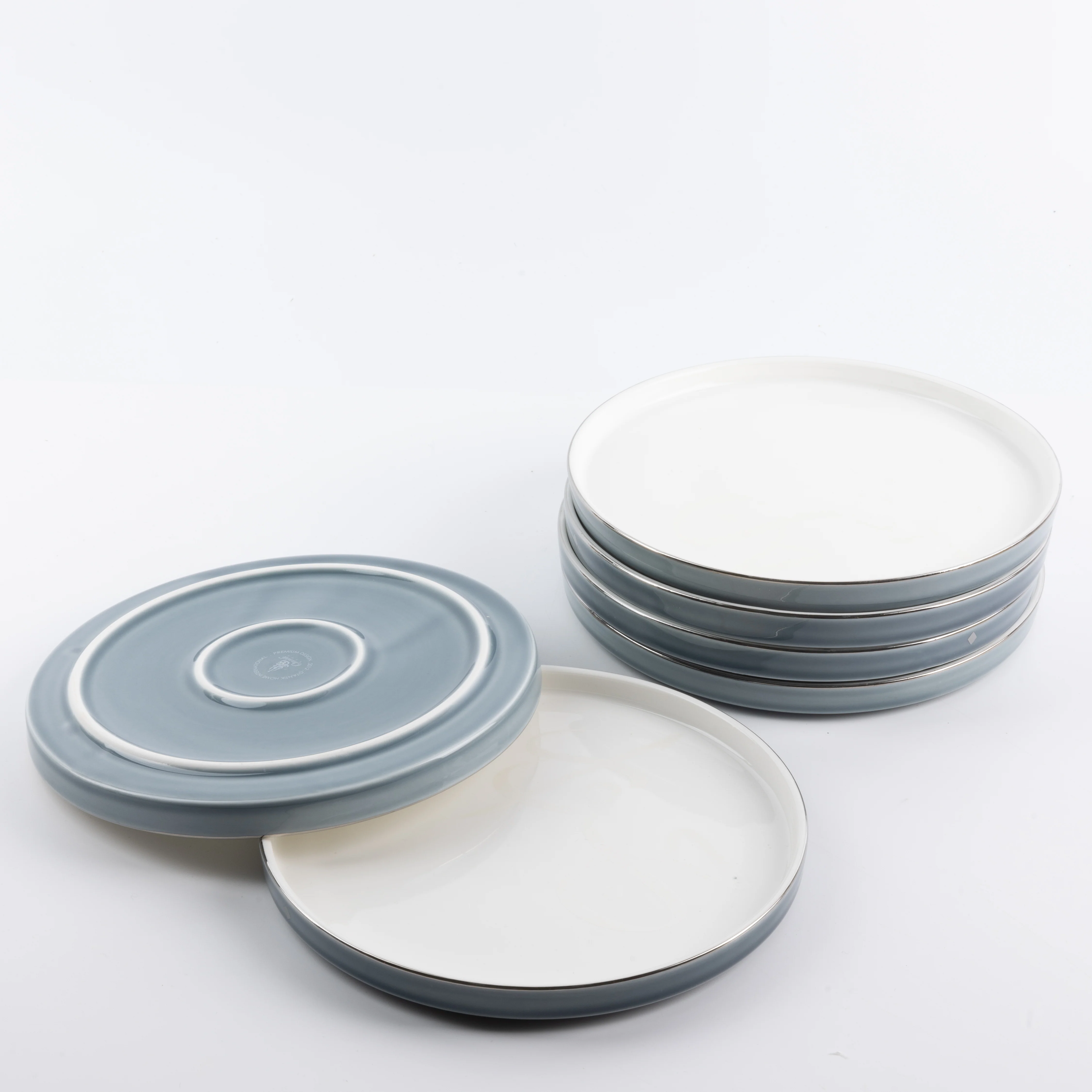 Jiwar - Dessert Serving Plates - Haze Blue & Silver - Image 3