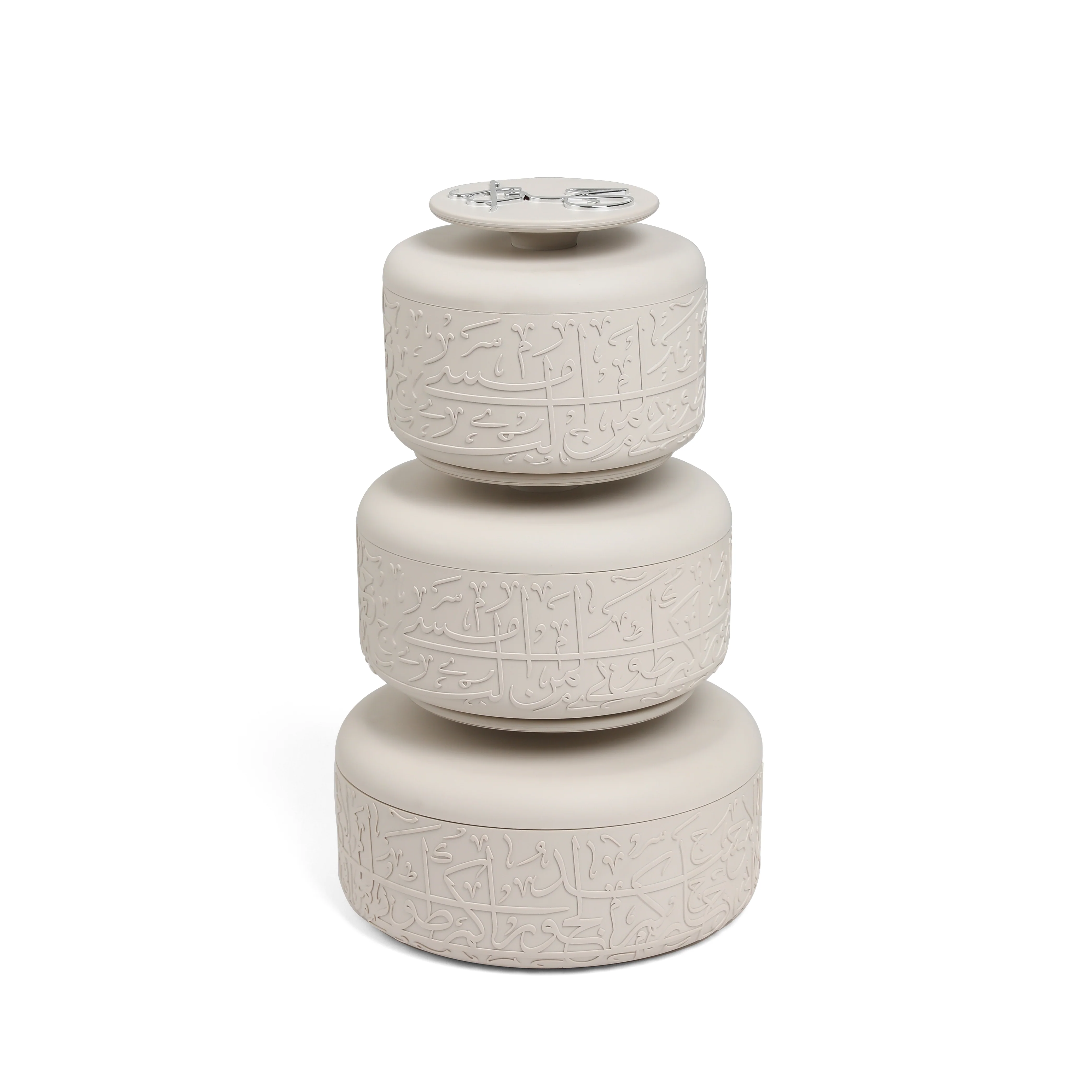 Jiwar - Food Thermos/Warm Serv (Set of 3)- Beige & Silver - Image 4