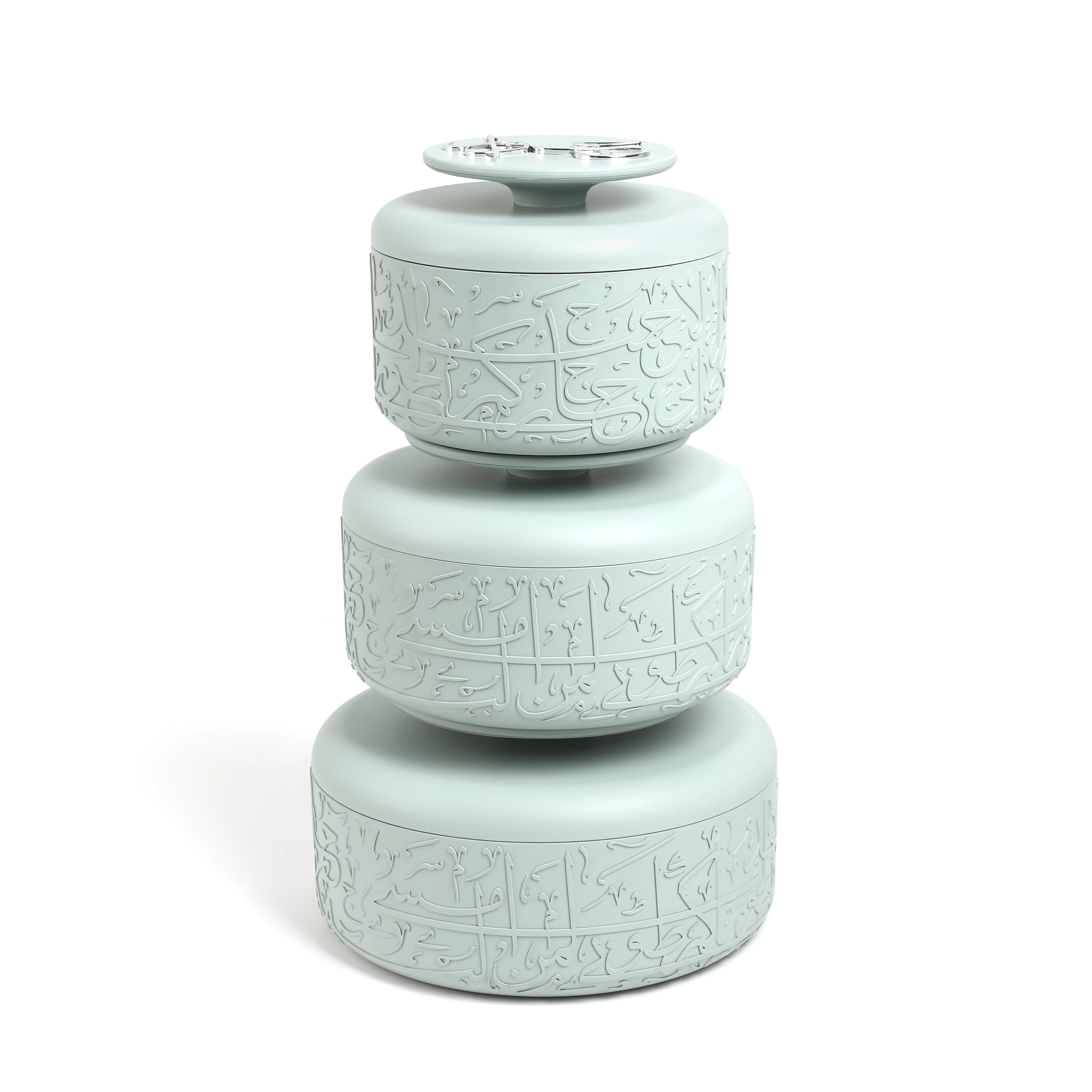 Jiwar - Food Thermos/Warm Serv (Set of 3)- Mint Green & Silver - Image 5