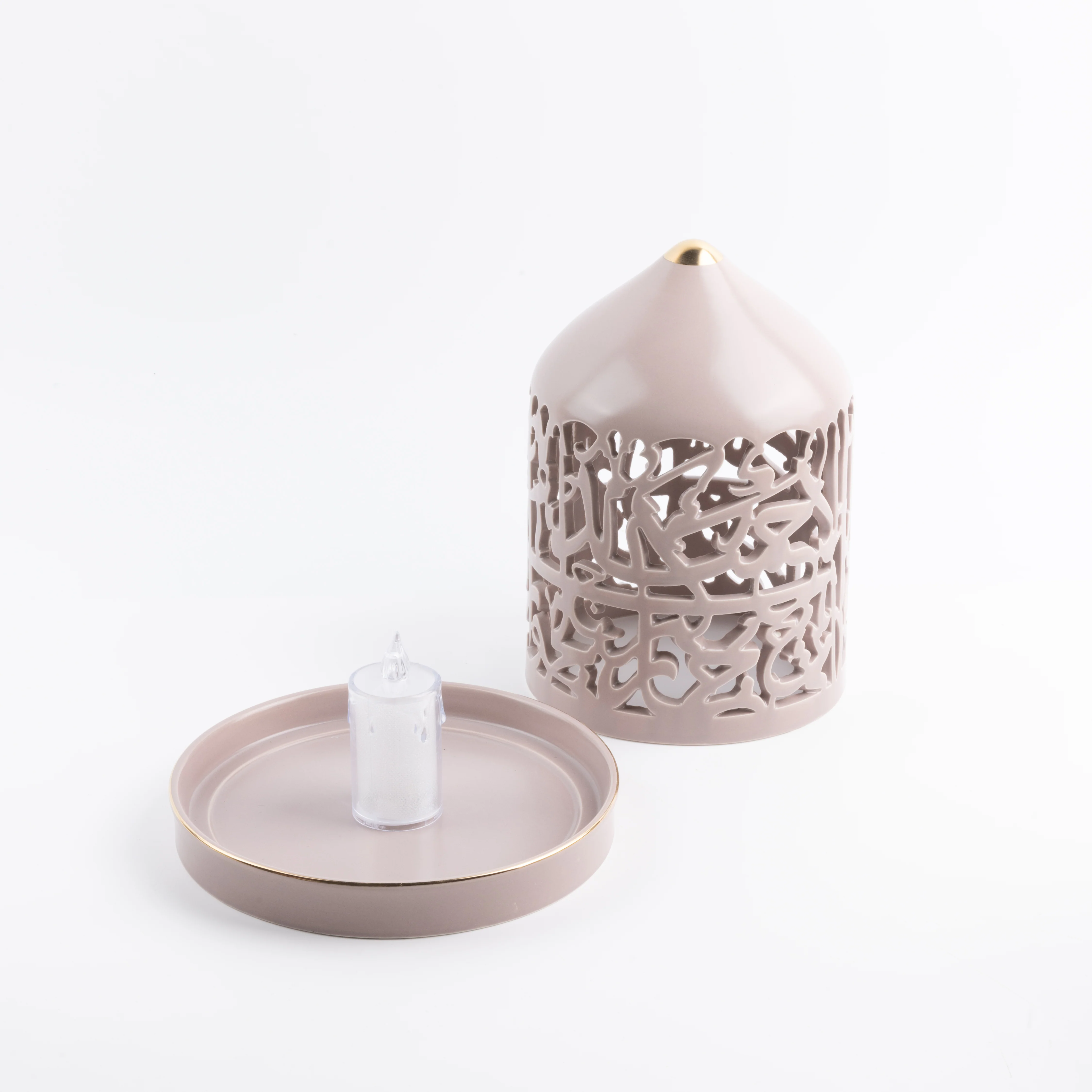 Jiwar - Large Lantern Candle Holder - Lavender & Gold - Image 4