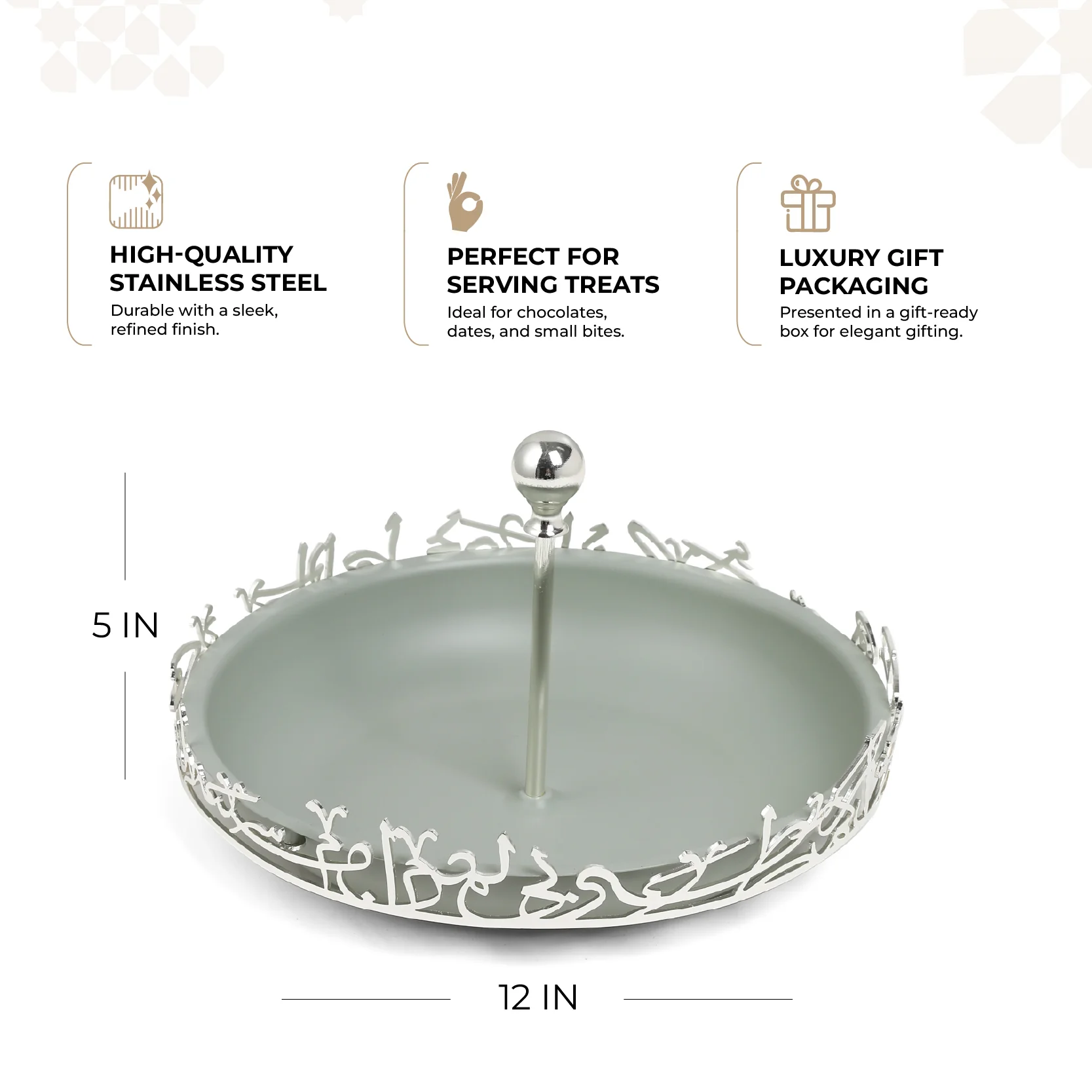 Jiwar - Large Serving Stand - Mint Green & Silver - Image 3