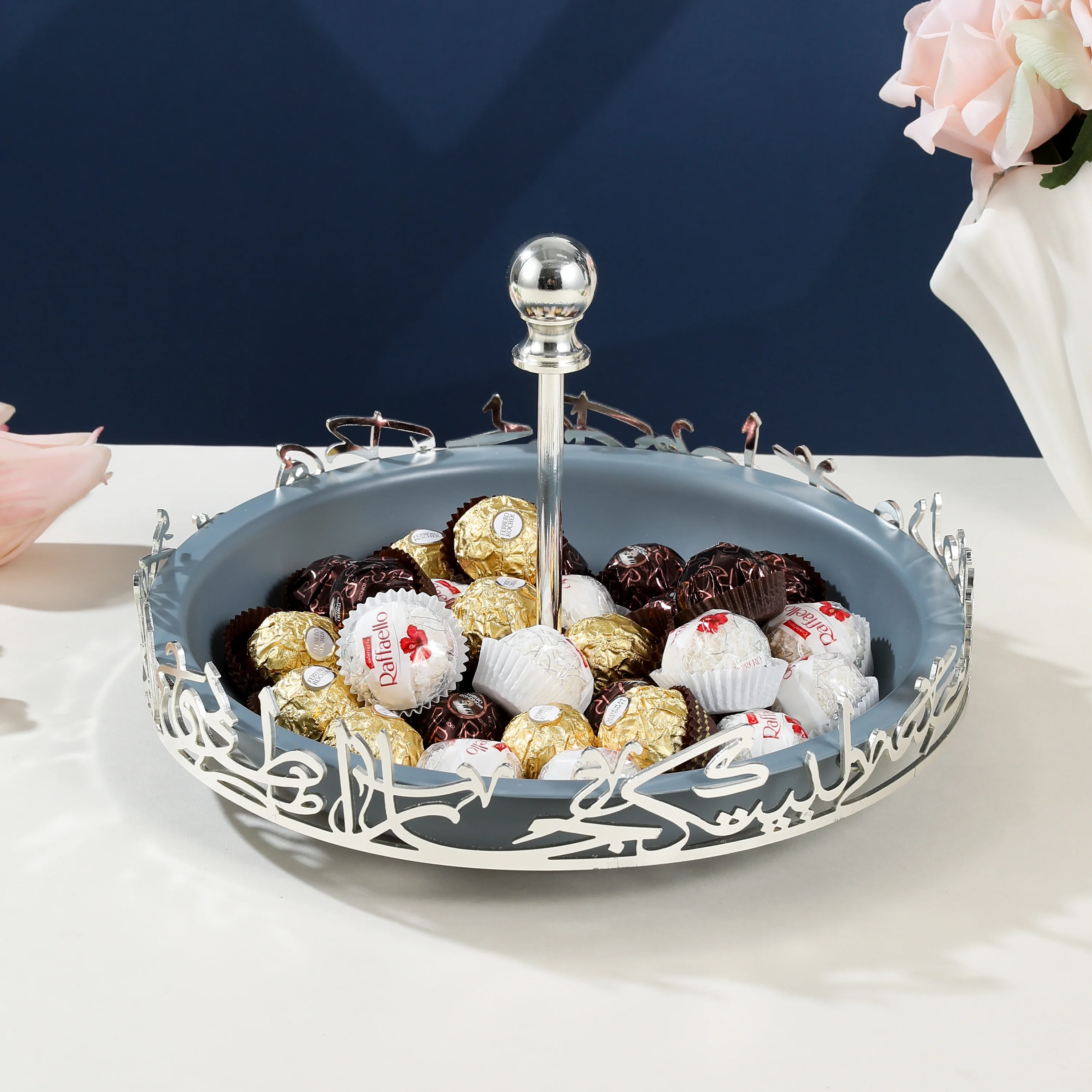 Jiwar - Large Serving Stand - Haze Blue & Silver - Image 2