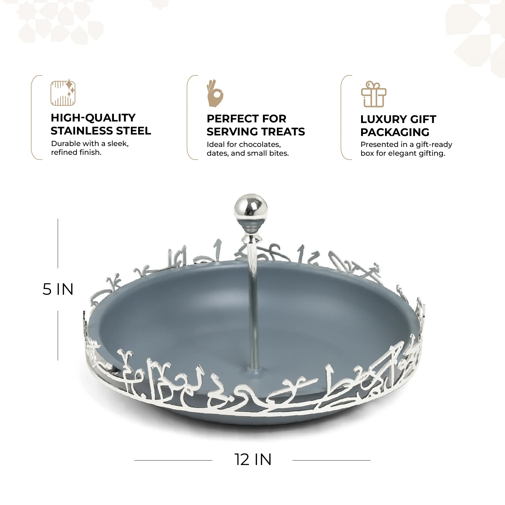 Jiwar - Large Serving Stand - Haze Blue & Silver - Image 3