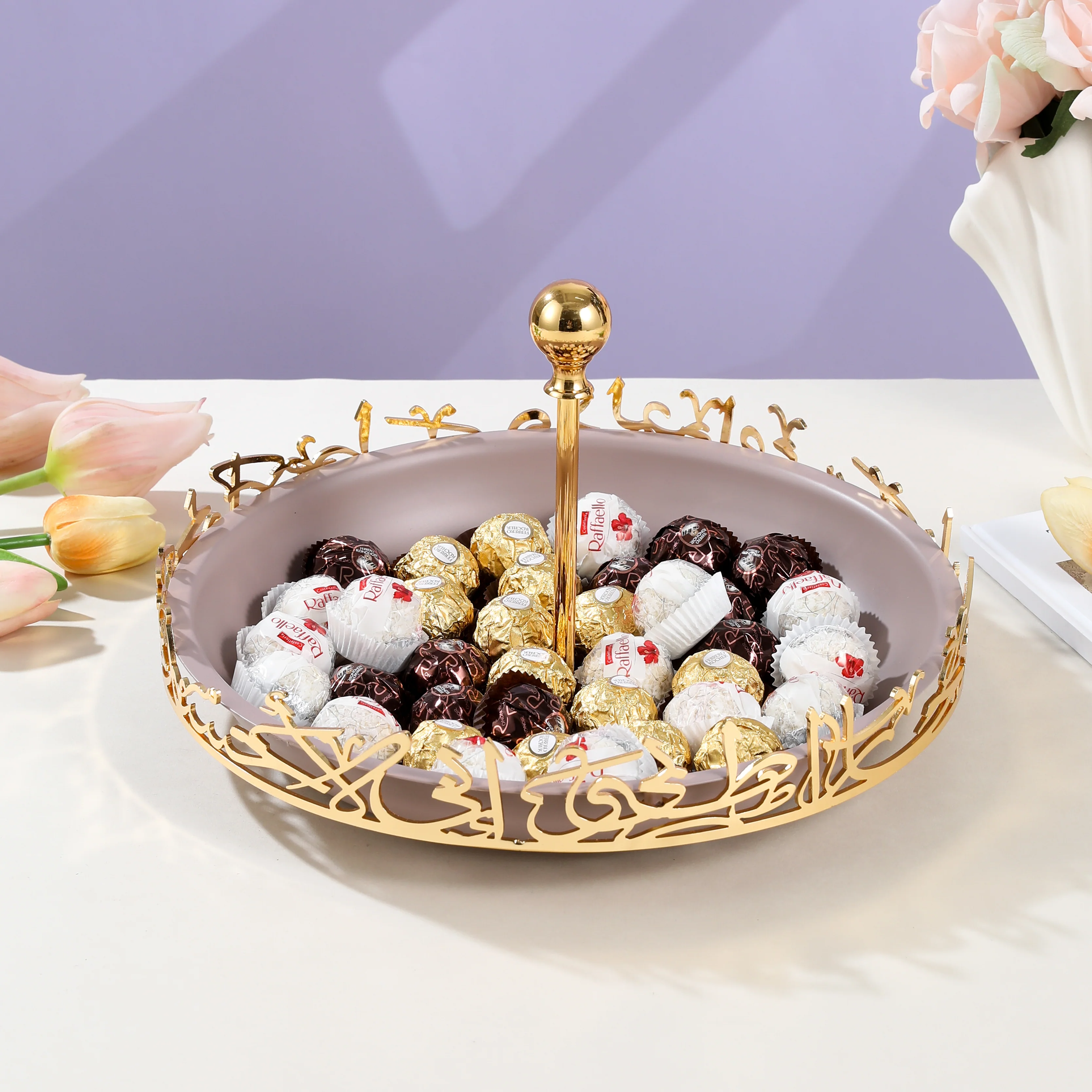 Jiwar - Large Serving Stand - Lavender & Gold - Image 2