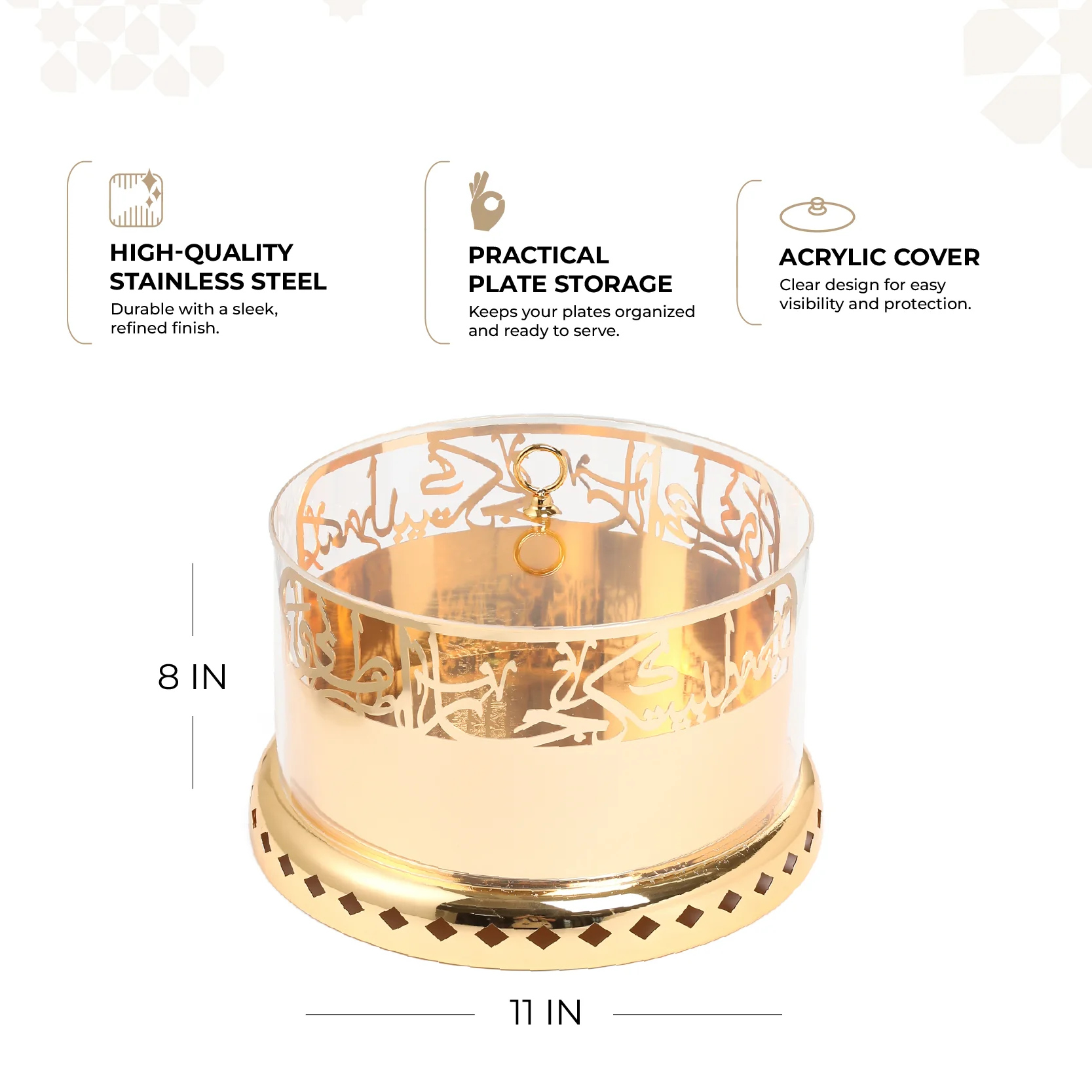 Jiwar - Large Sleek Plate Stand - Gold - Image 3