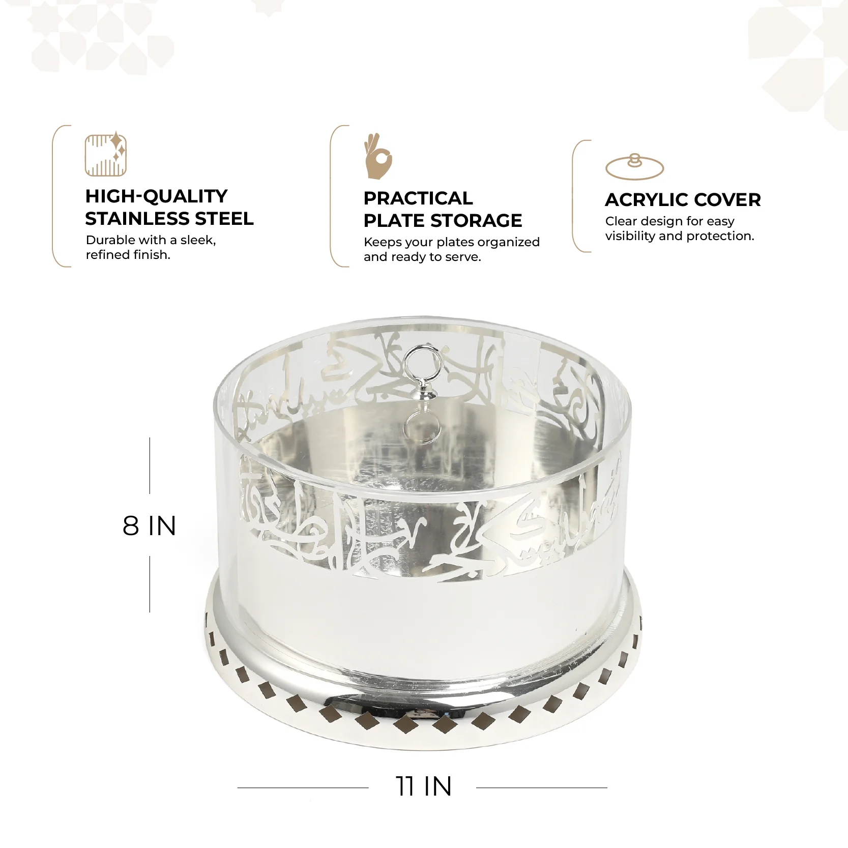Jiwar - Large Sleek Plate Stand - Silver - Image 3