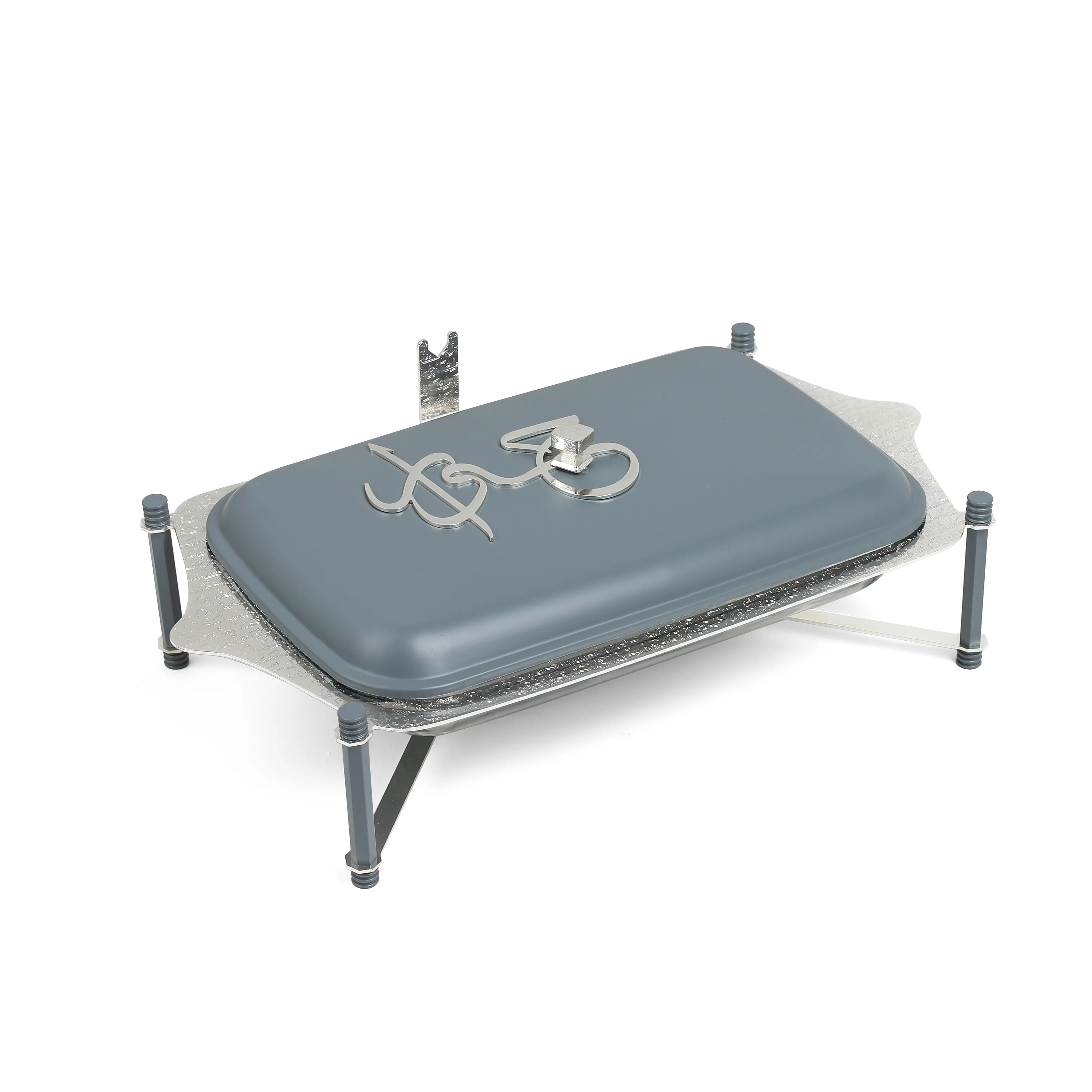 Jiwar - Large Twin Candle Pyrex Chafer - Haze Blue & Silver - Image 3