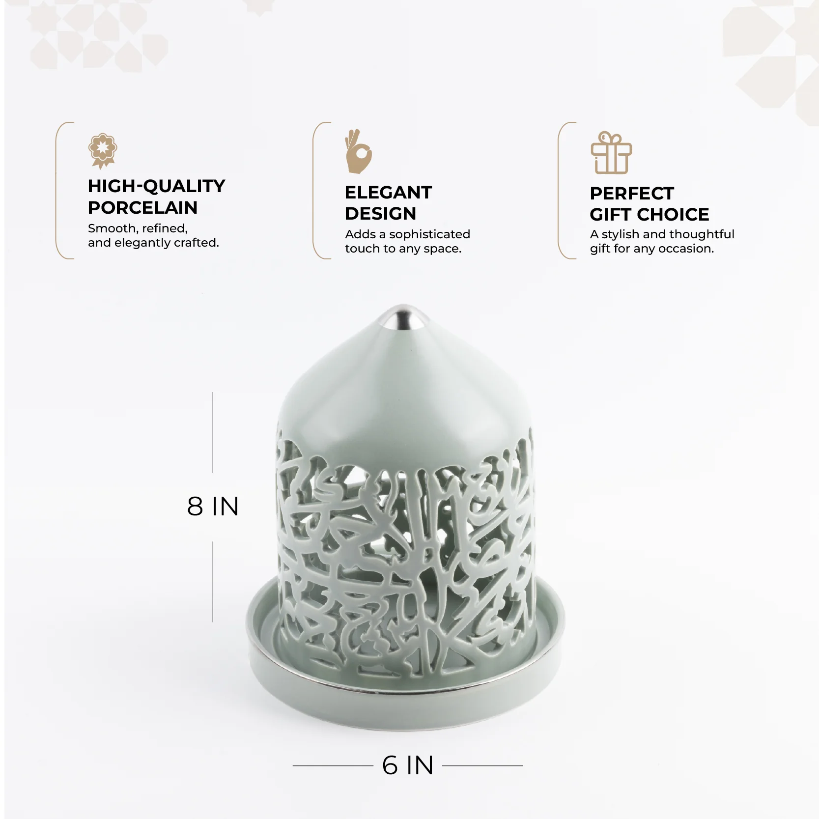 Jiwar - Medium Lantern Candle Holder - Mint Green & Silver - Image 2