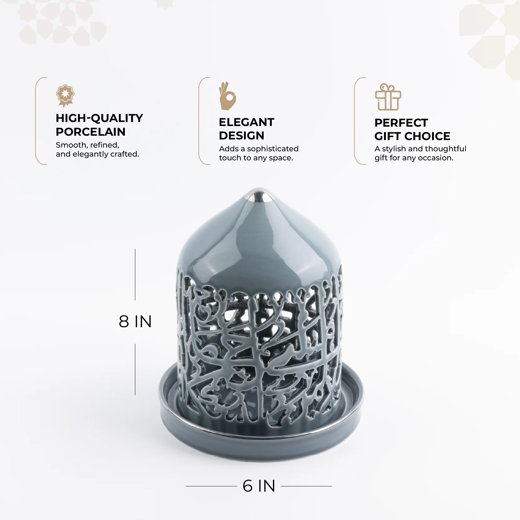 Jiwar - Medium Lantern Candle Holder - Haze Blue & Silver - Image 2