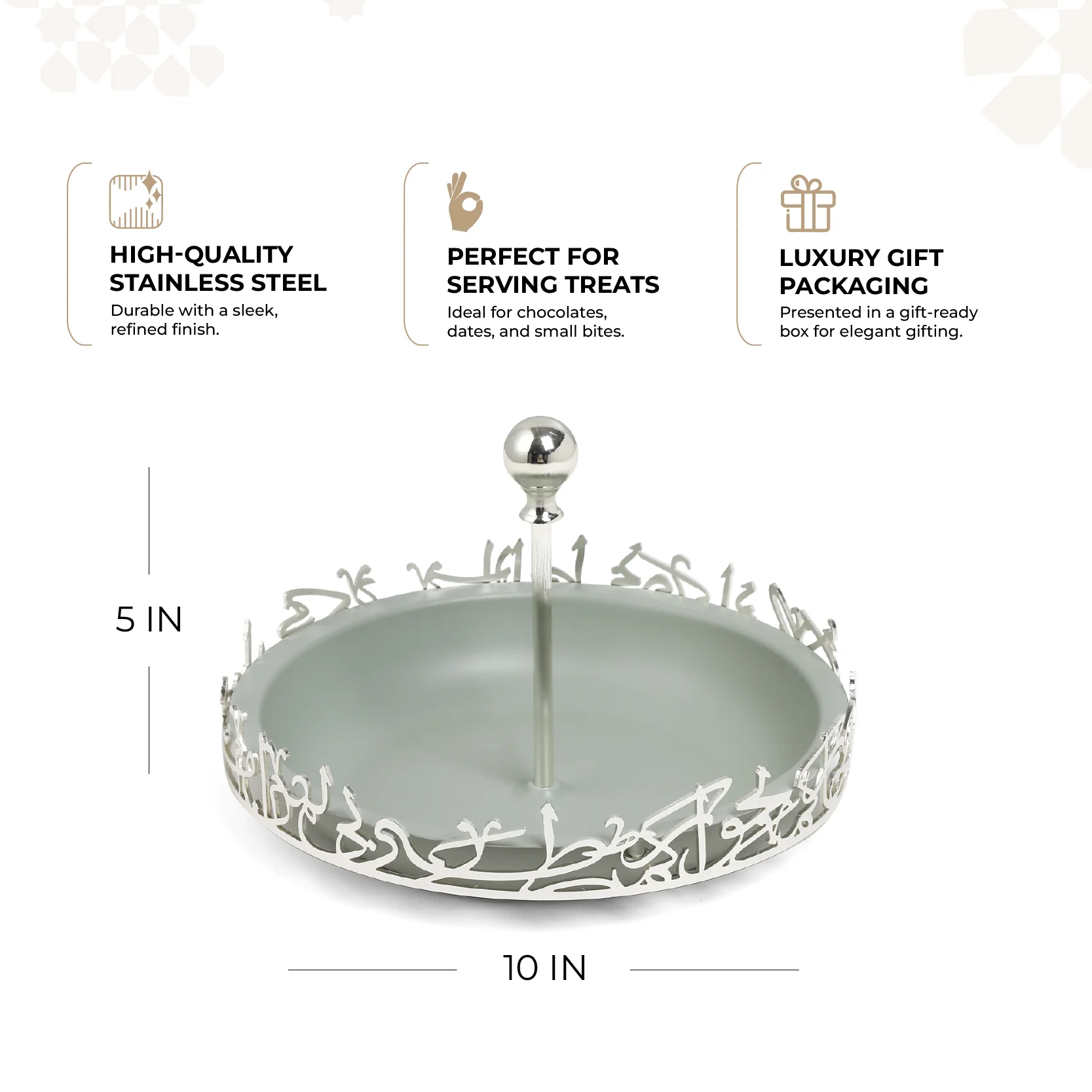 Jiwar - Medium Serving Stand - Mint Green & Silver - Image 3