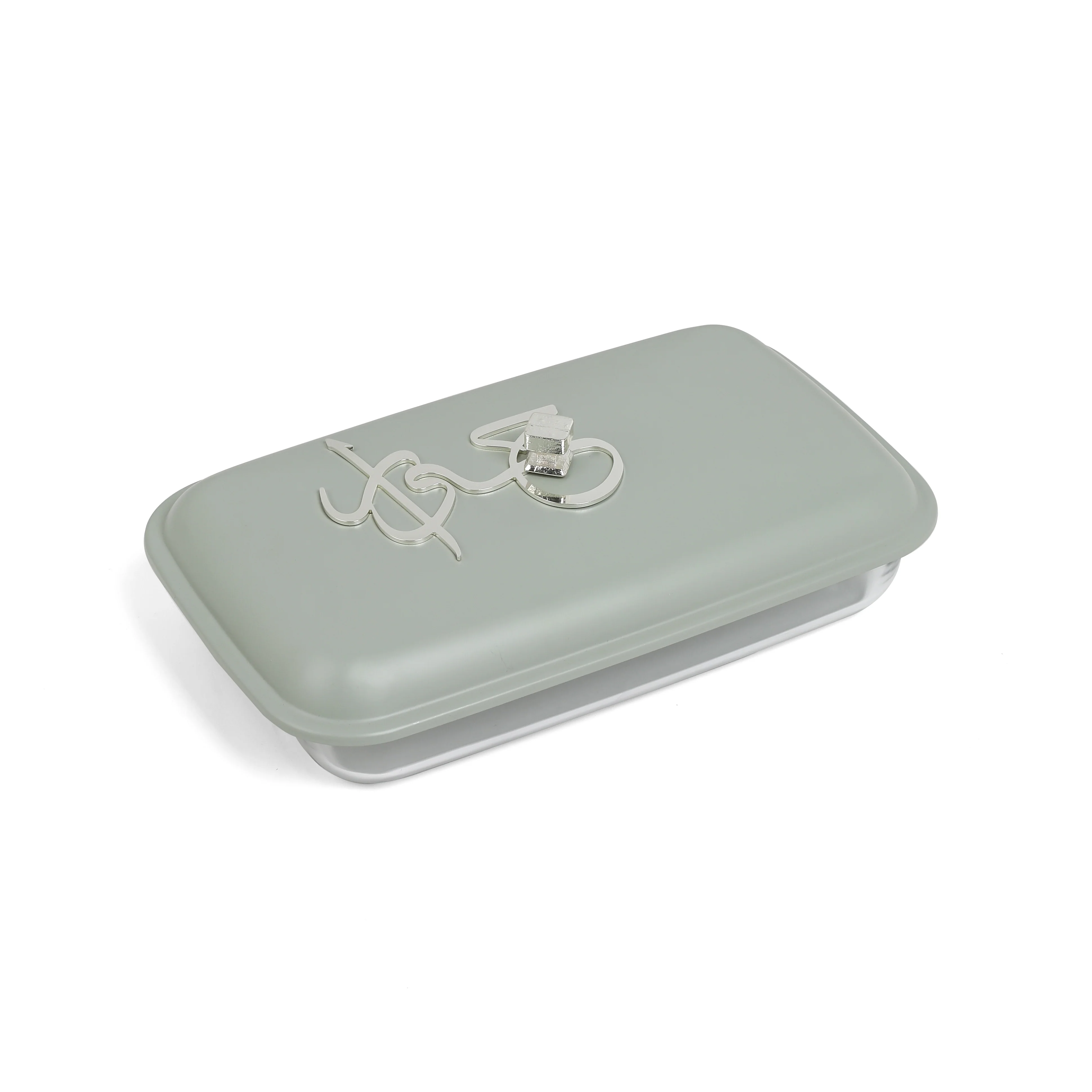 Jiwar - Medium Twin Candle Pyrex Chafer - Mint Green & Silver - Image 3