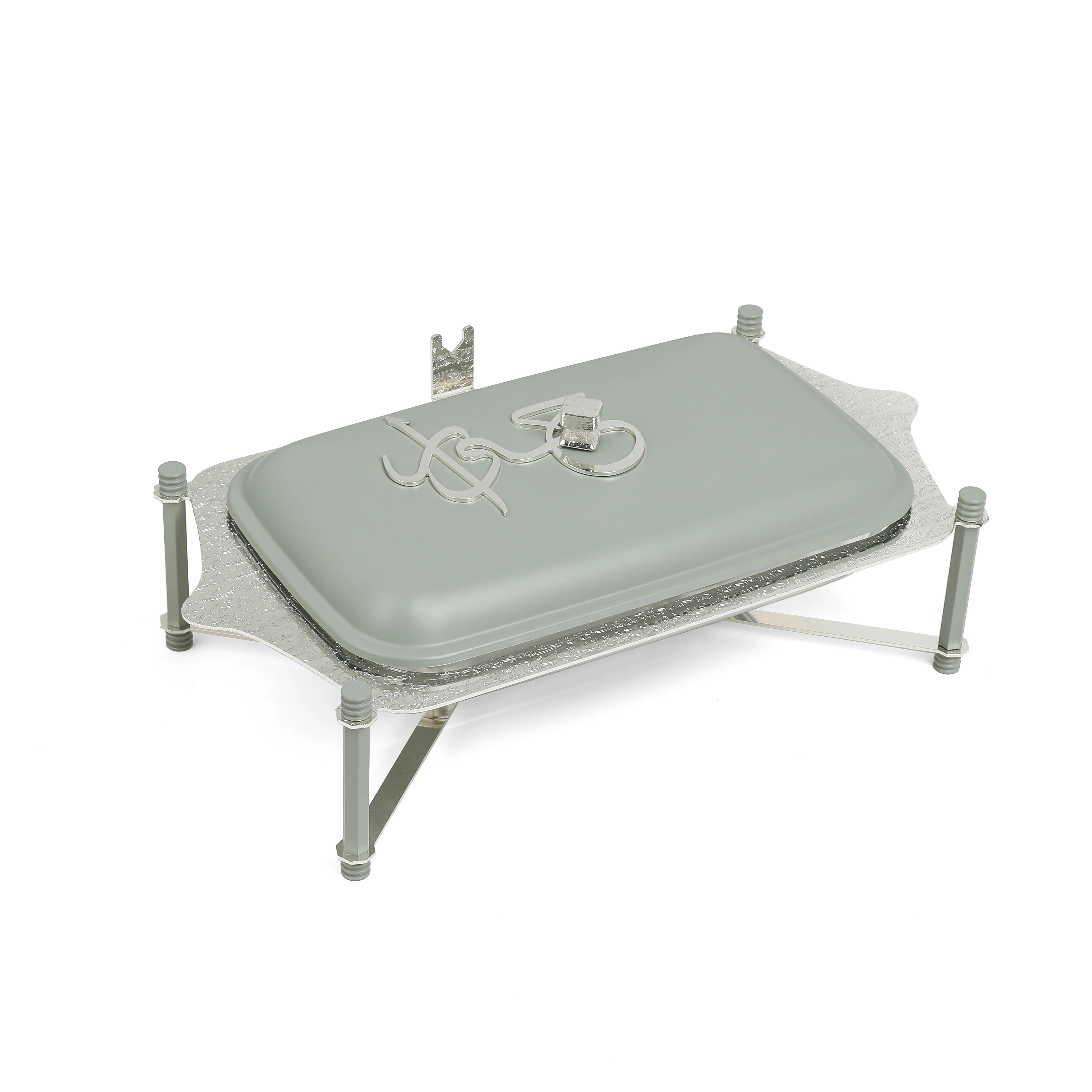 Jiwar - Medium Twin Candle Pyrex Chafer - Mint Green & Silver - Image 5