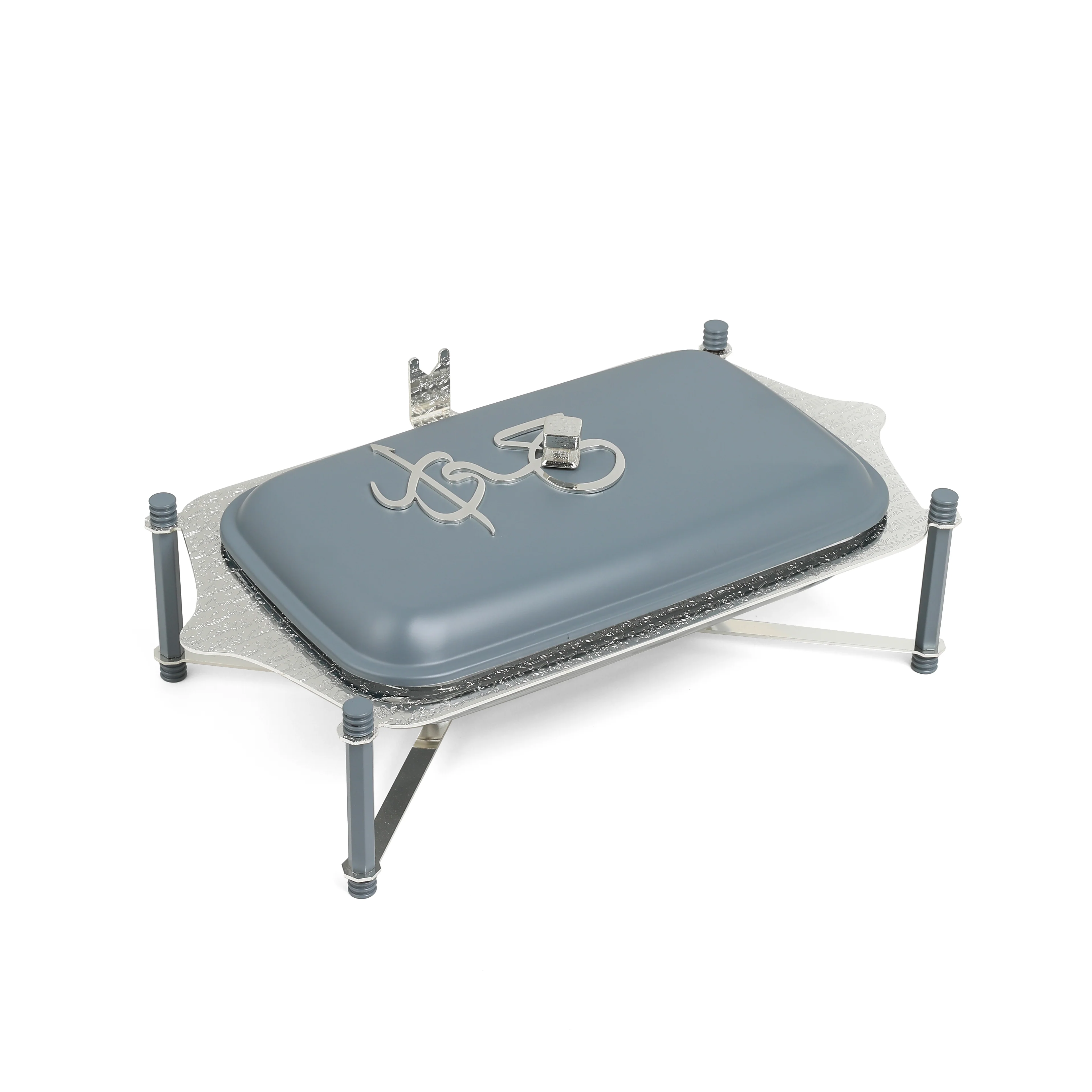 Jiwar - Medium Twin Candle Pyrex Chafer - Haze Blue & Silver - Image 4