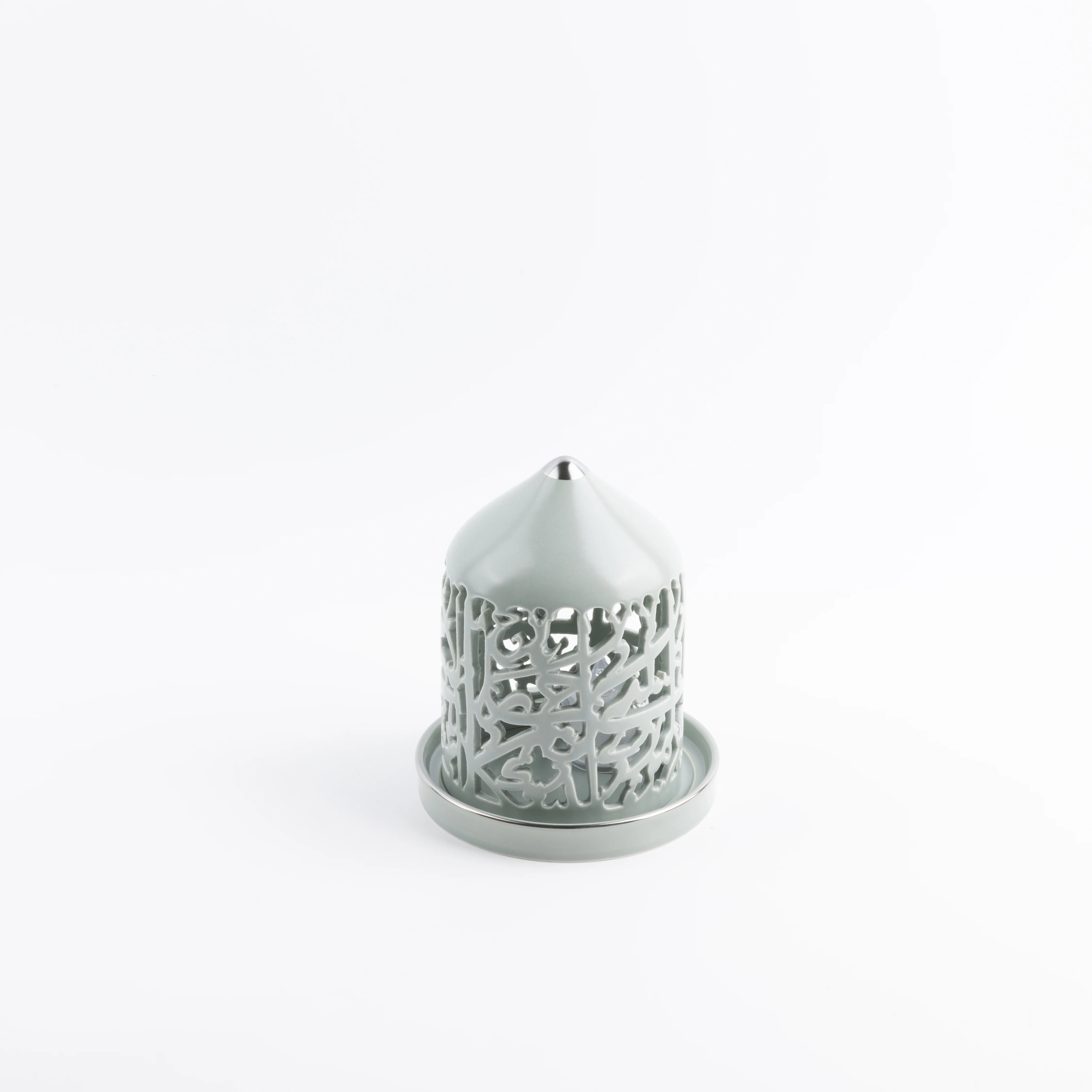 Jiwar - Small Lantern Candle Holder - Mint Green & Silver - Image 5