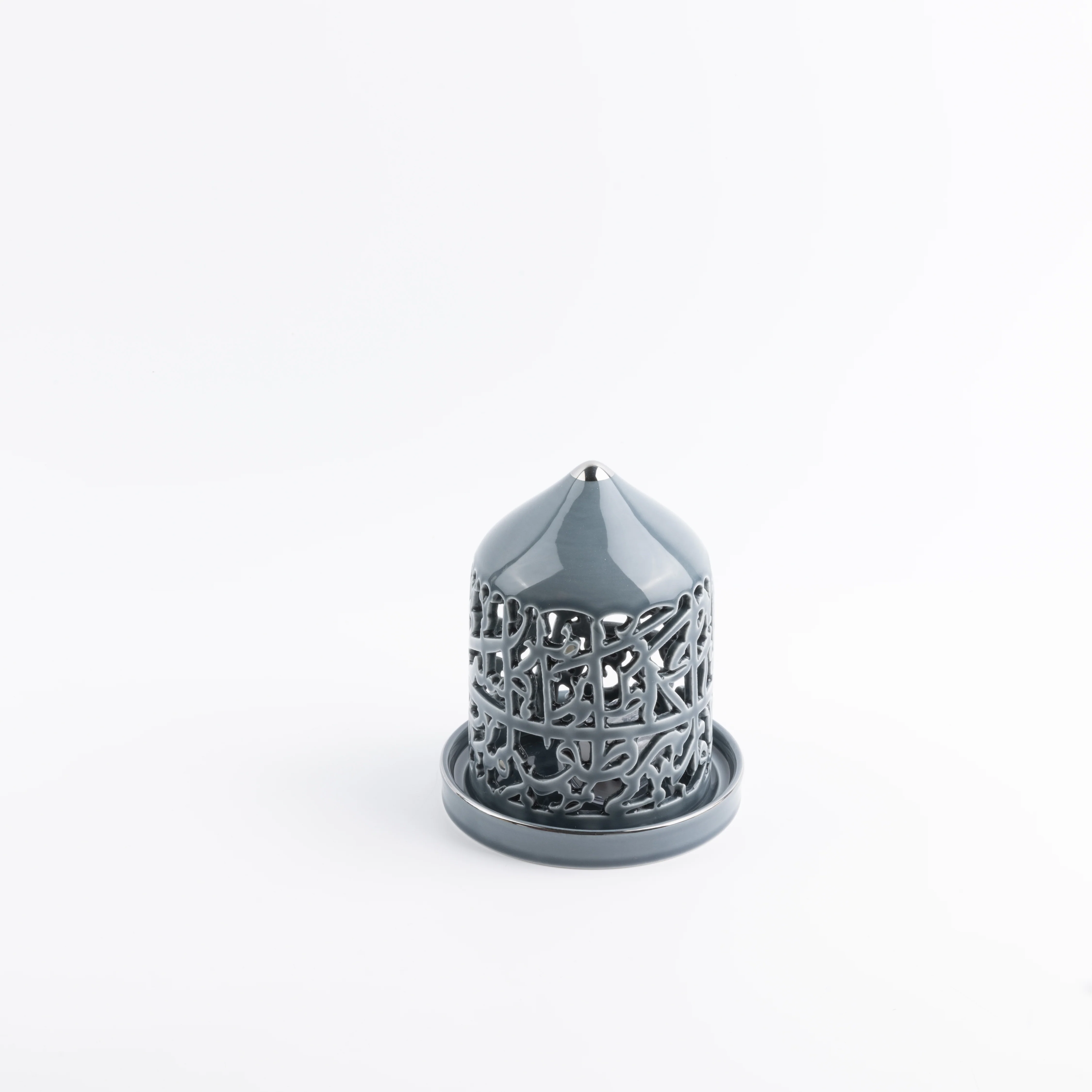 Jiwar -Small Lantern Candle Holder - Haze Blue & Silver - Image 5