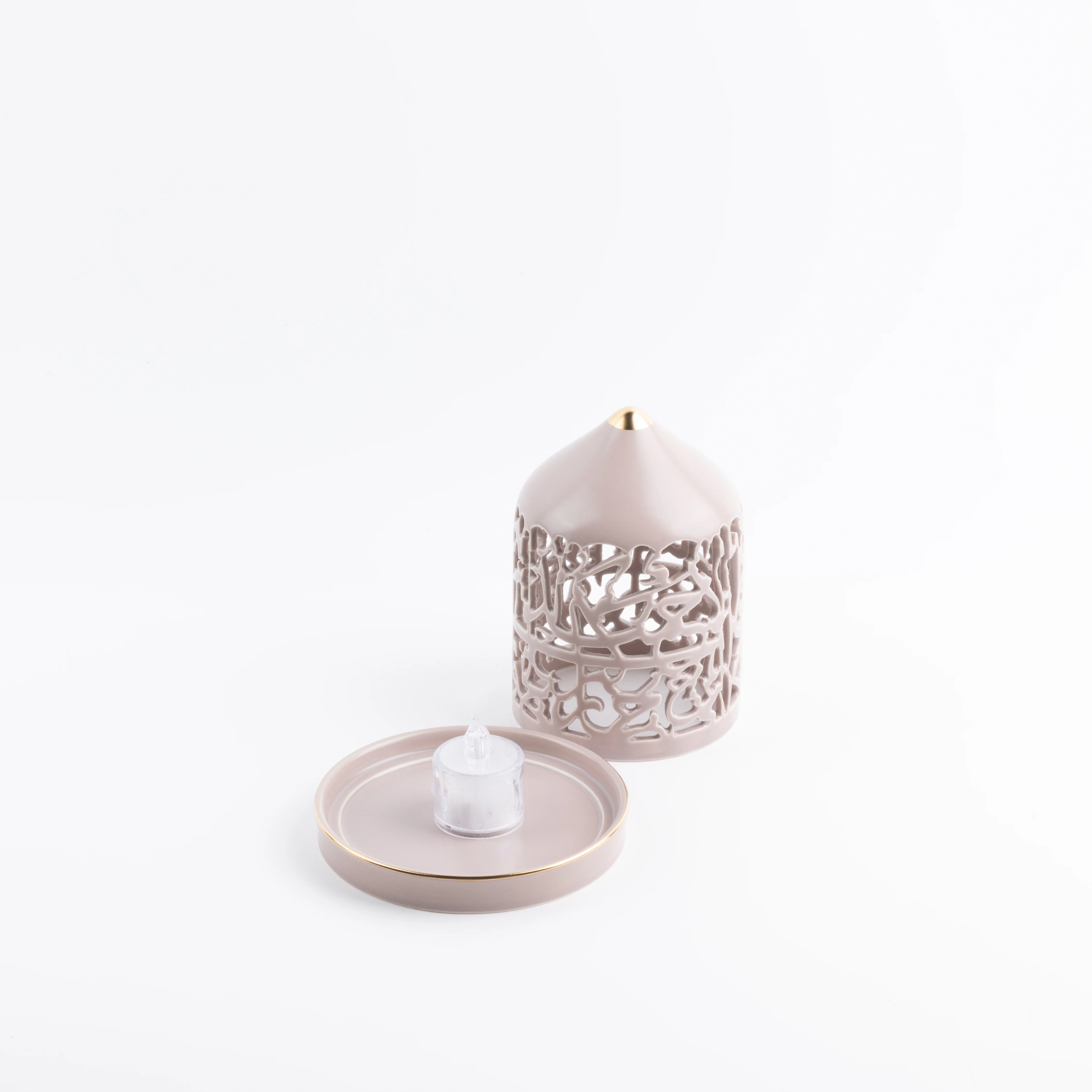 Jiwar - Small Lantern Candle Holder - Lavender & Gold - Image 4