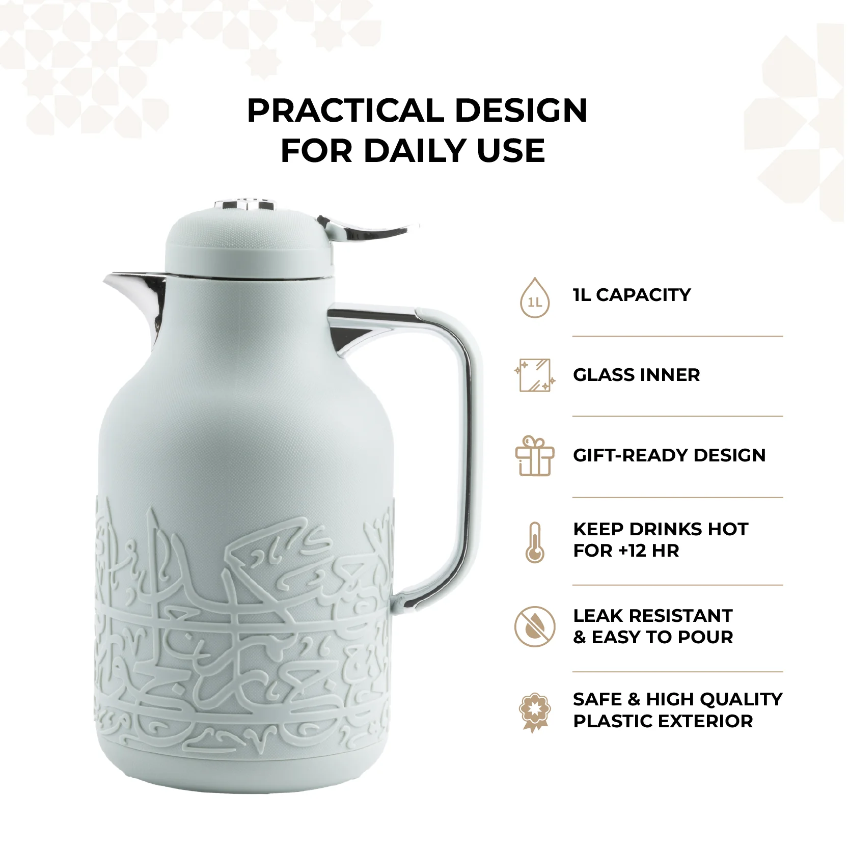 Jiwar - Vacuum Flask / Thermos - Mint Green & Silver - Image 4