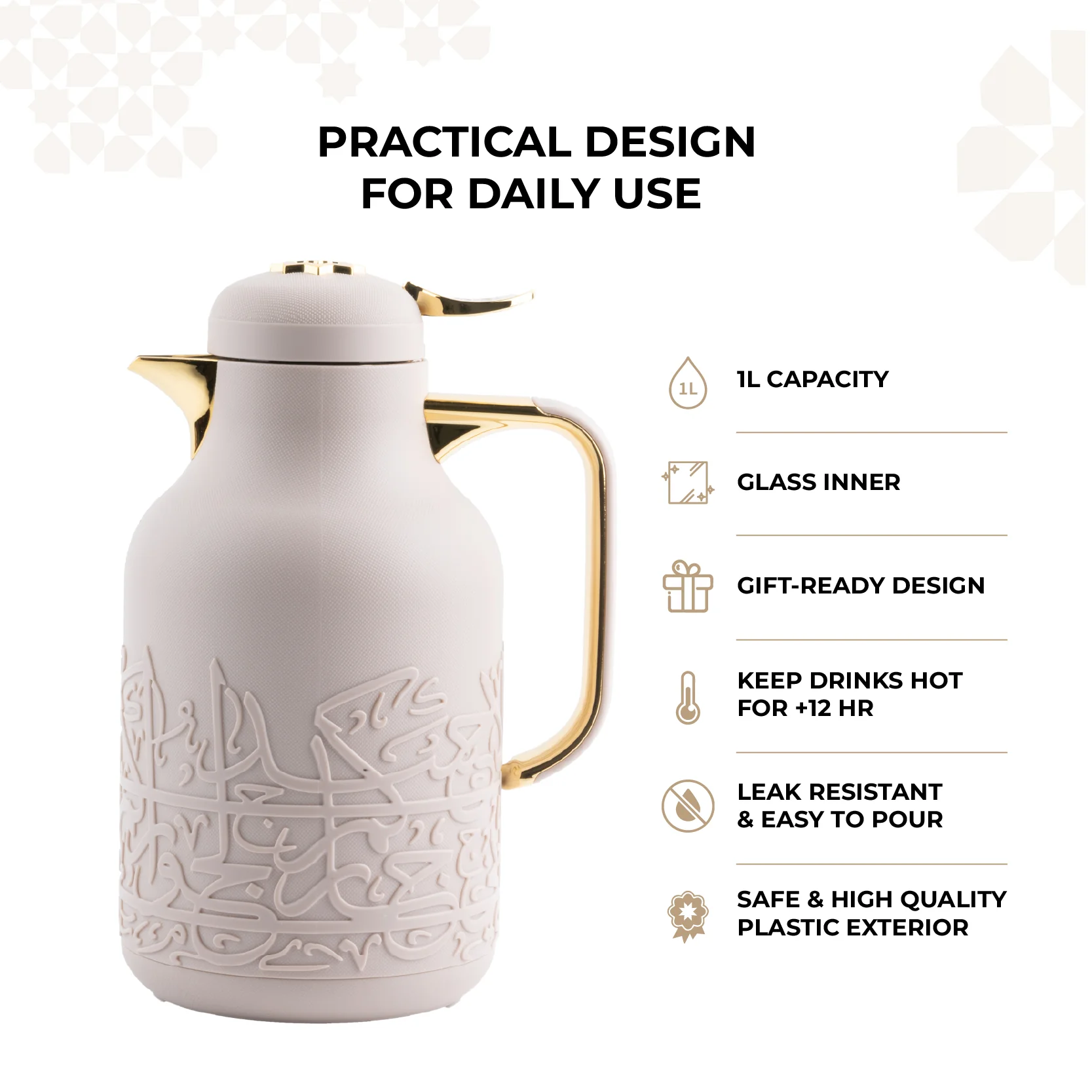 Jiwar - Vacuum Flask / Thermos - Lavender & Gold - Image 4