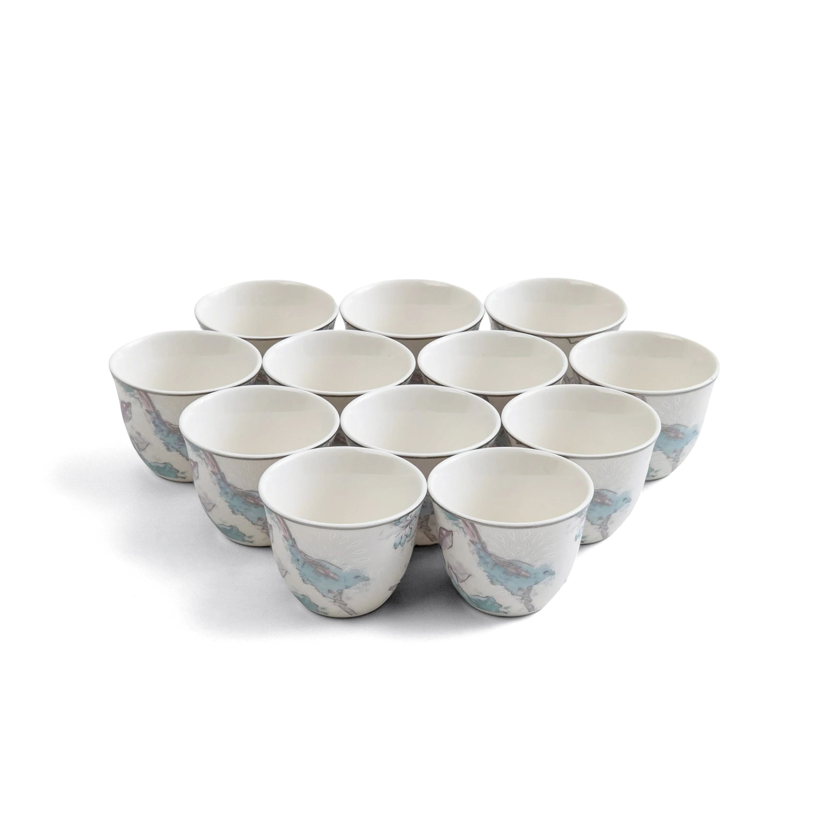 Khuzama - Arabic Coffee Cups Set (12-Pc) - Blue & Silver - Image 3