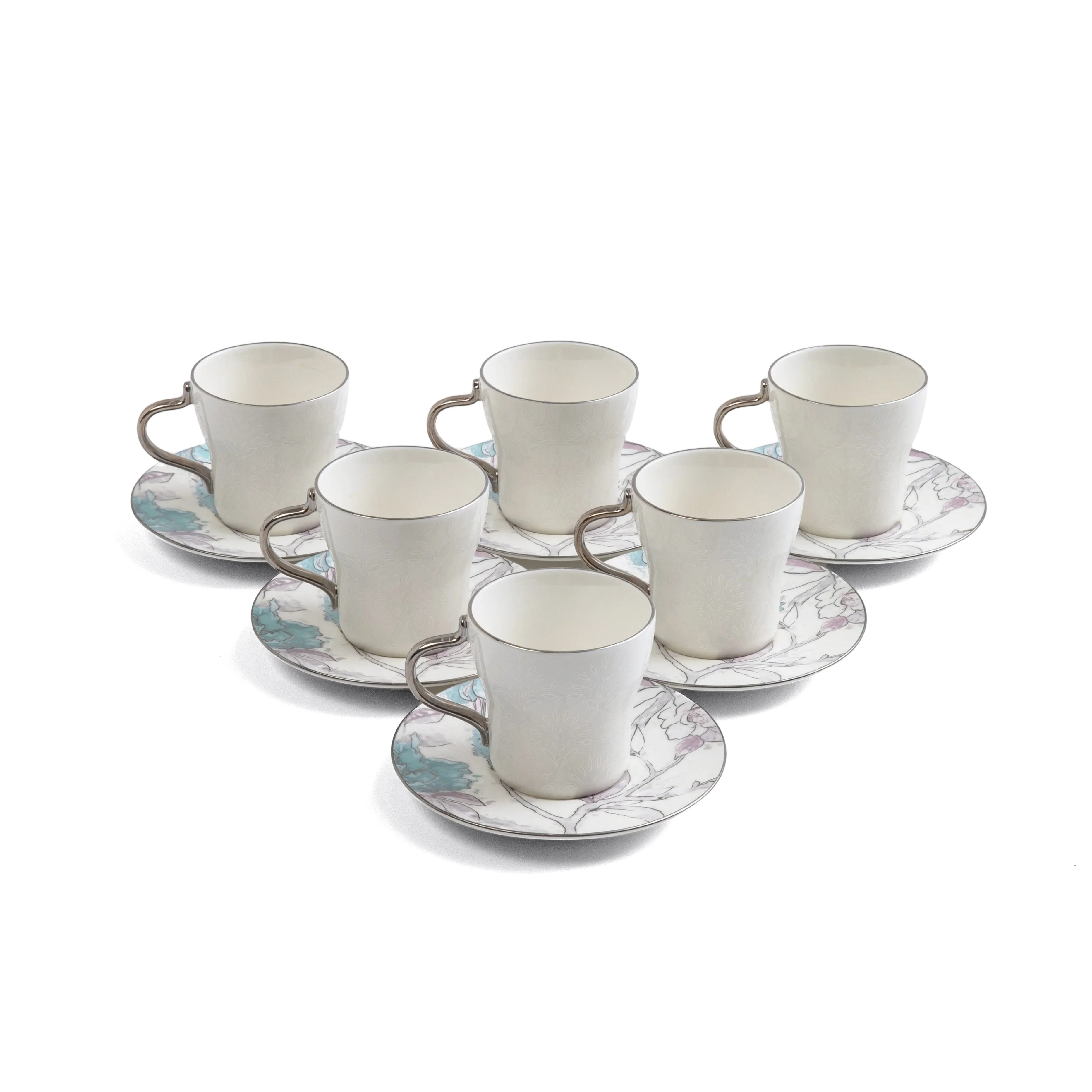 Khuzama - Cappuccino Set (12-Pc) - Blue & Silver - Image 3