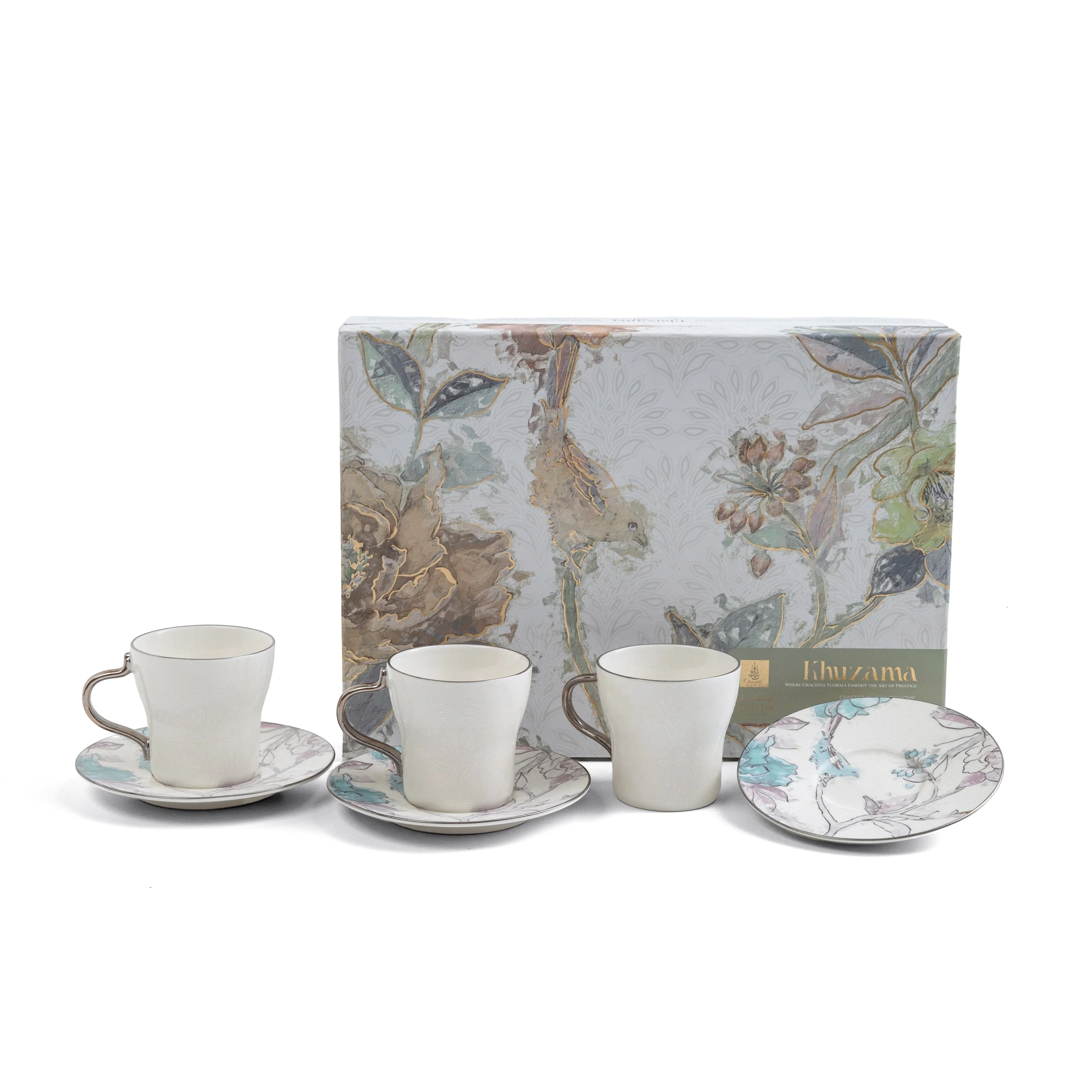 Khuzama - Cappuccino Set (12-Pc) - Blue & Silver - Image 6