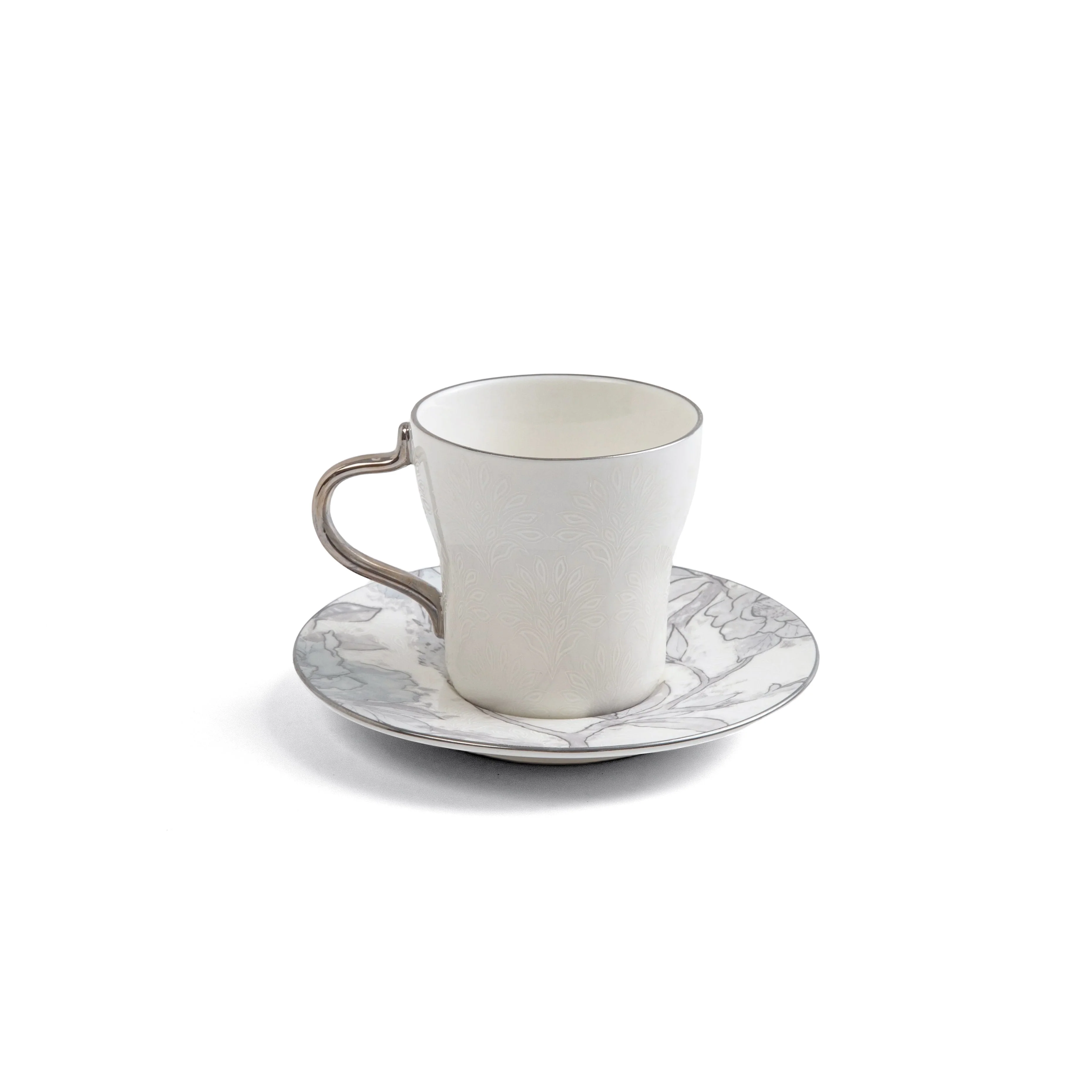 Khuzama - Cappuccino Set (12-Pc) - Grey & Silver - Image 3