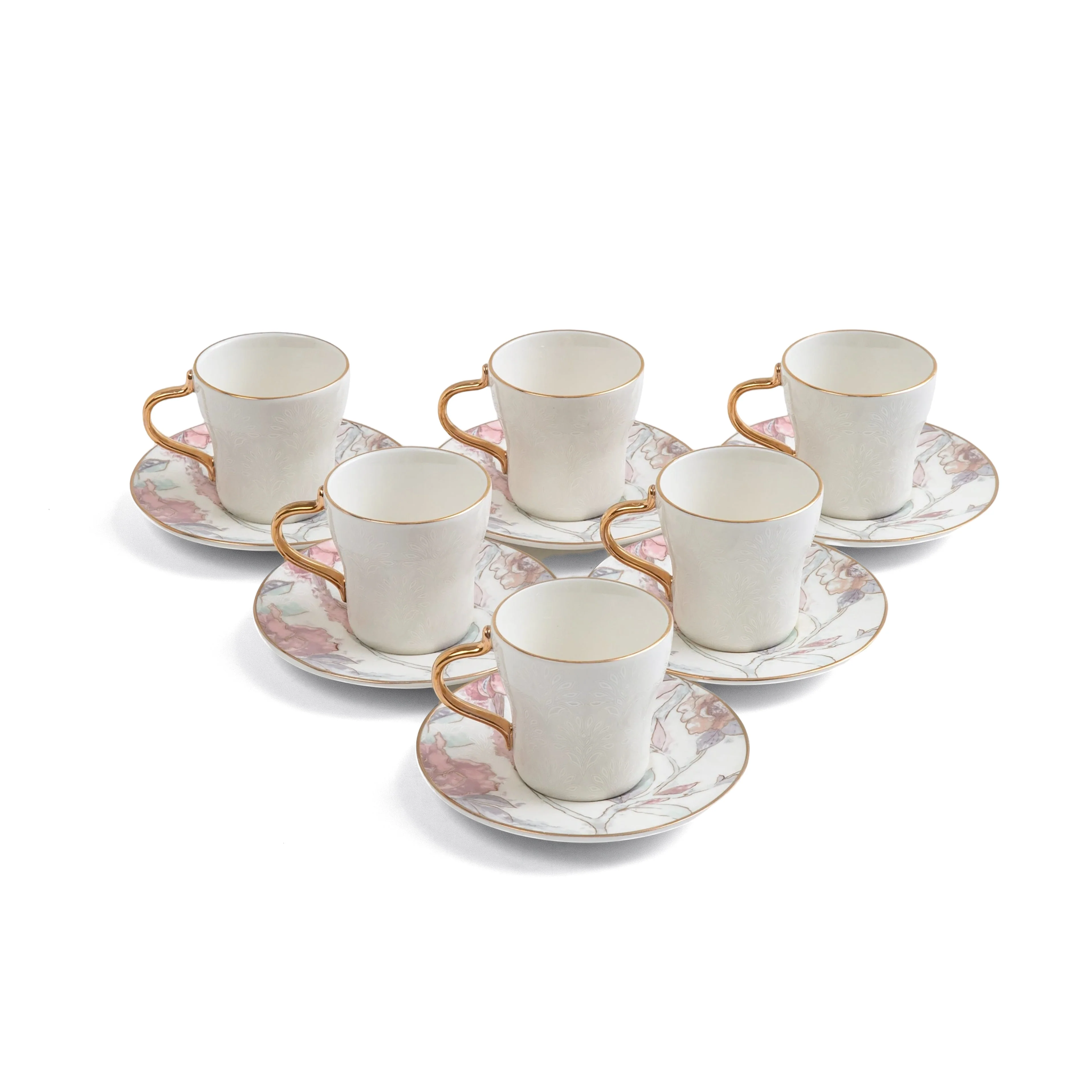Khuzama - Cappuccino Set (12-Pc) - Pink & Gold - Image 4