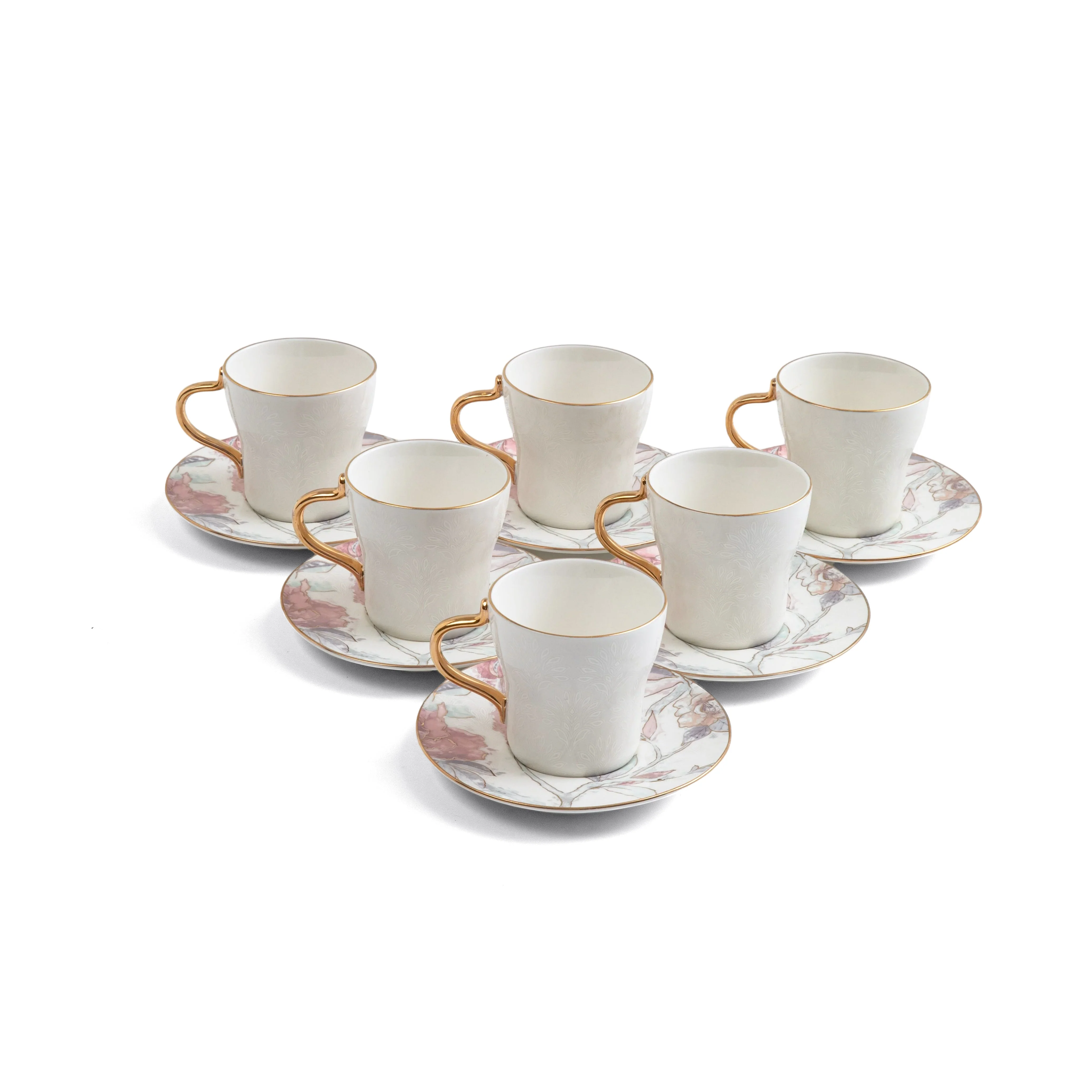 Khuzama - Espresso/Turkish Coffee Set (12-Pc) - Pink & Gold - Image 4