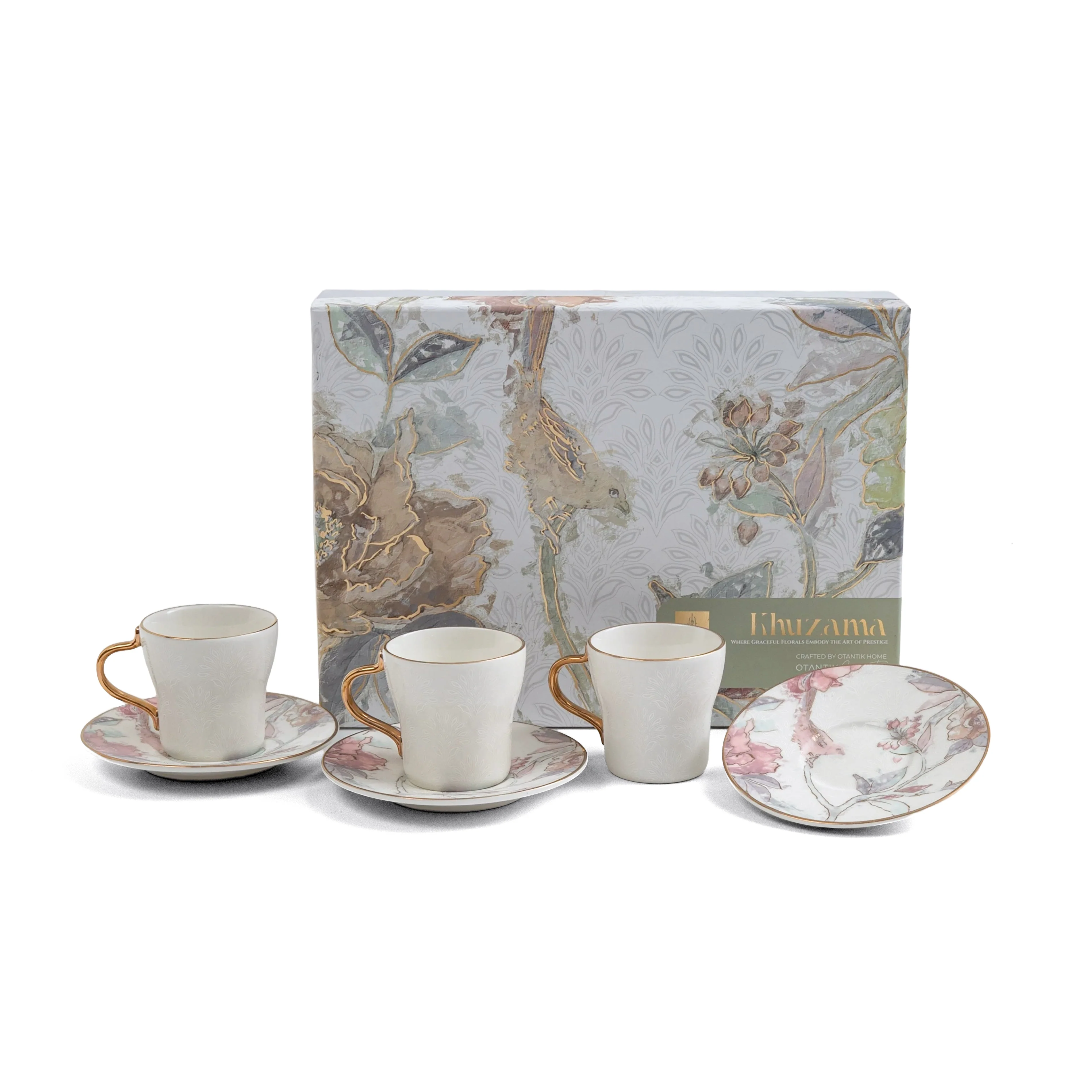 Khuzama - Espresso/Turkish Coffee Set (12-Pc) - Pink & Gold - Image 7
