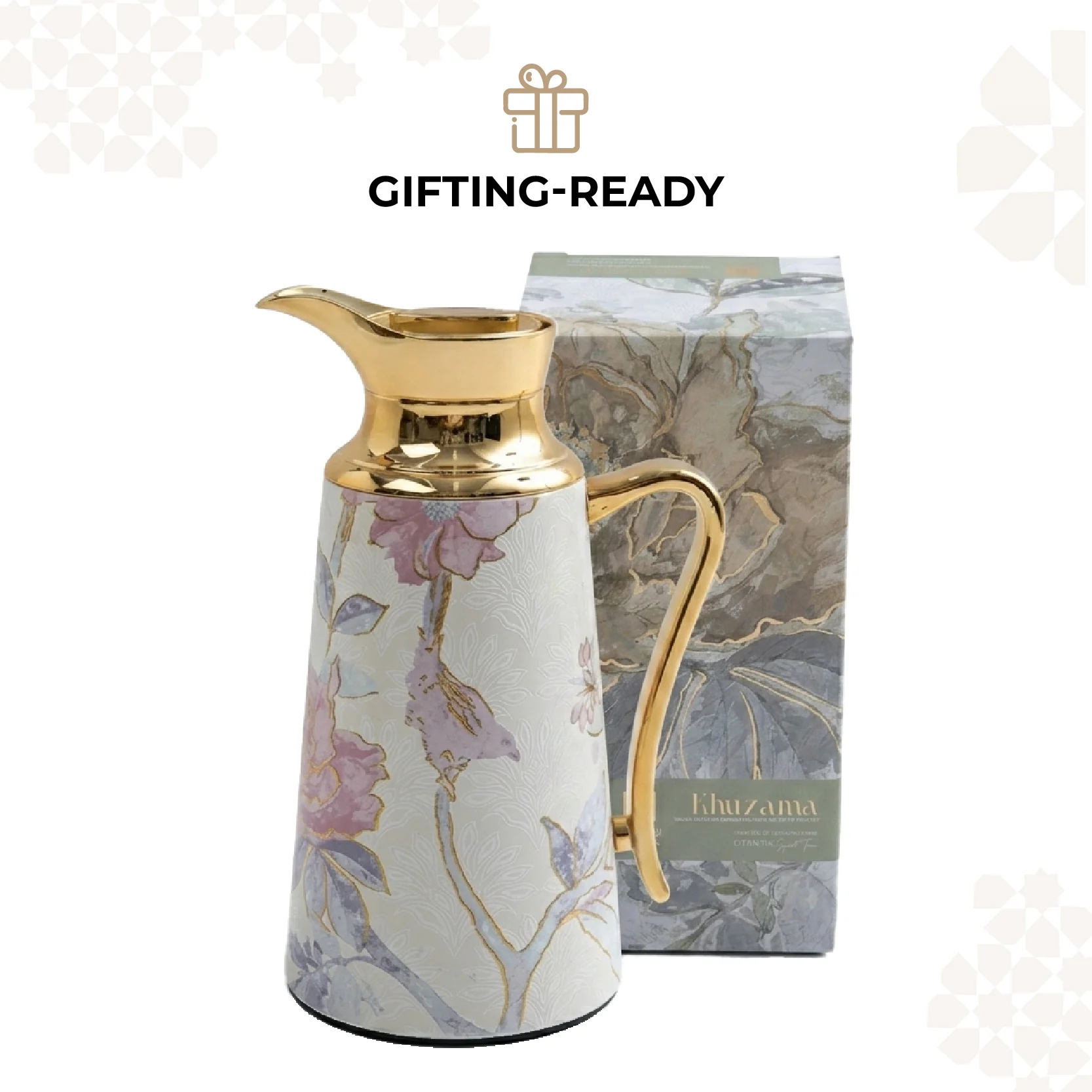 Khuzama - Vacuum Flask / Thermos - Pink & Gold - Image 7