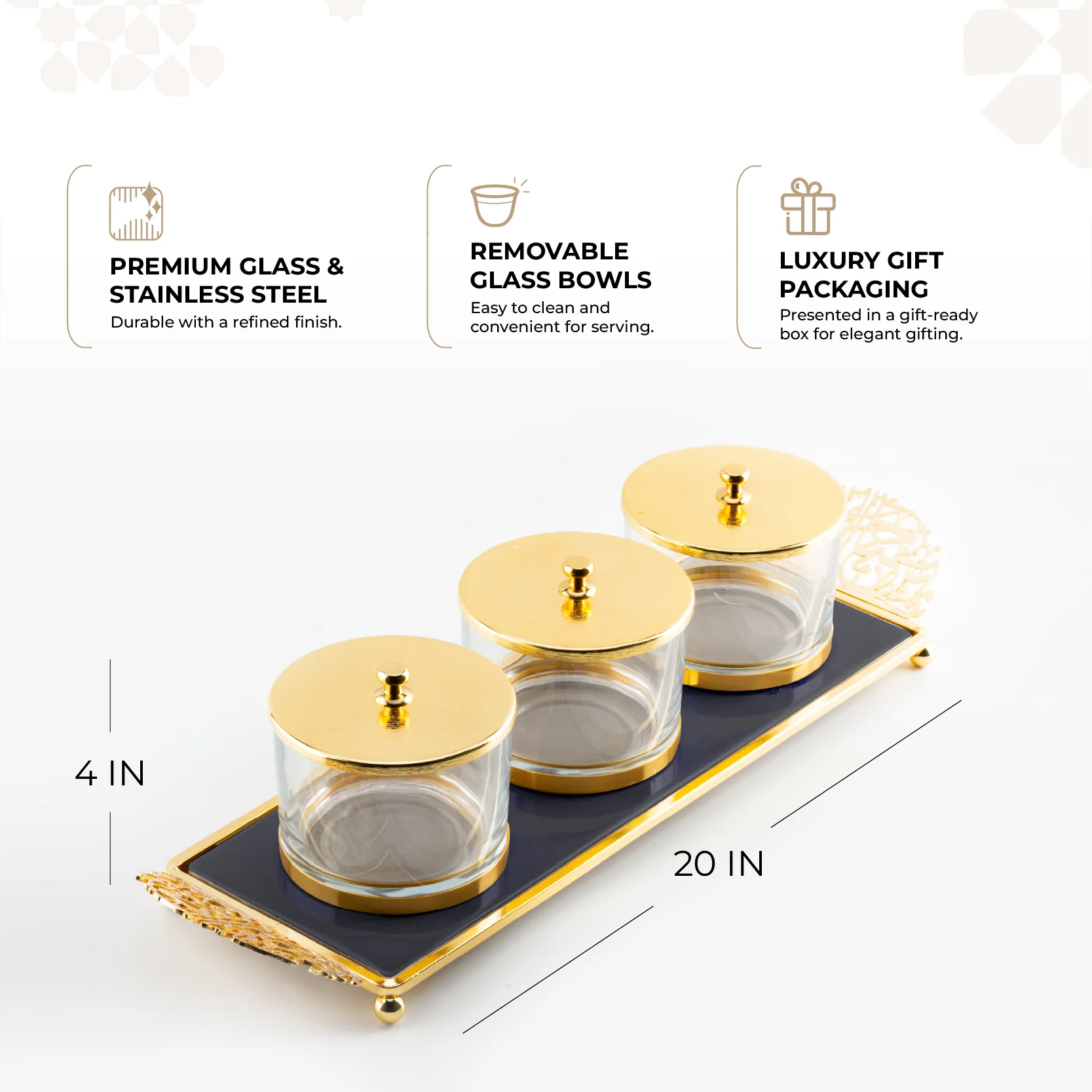 Limited Edition - Snack Serving set (3 Bowls)- Black & Gold - Image 3