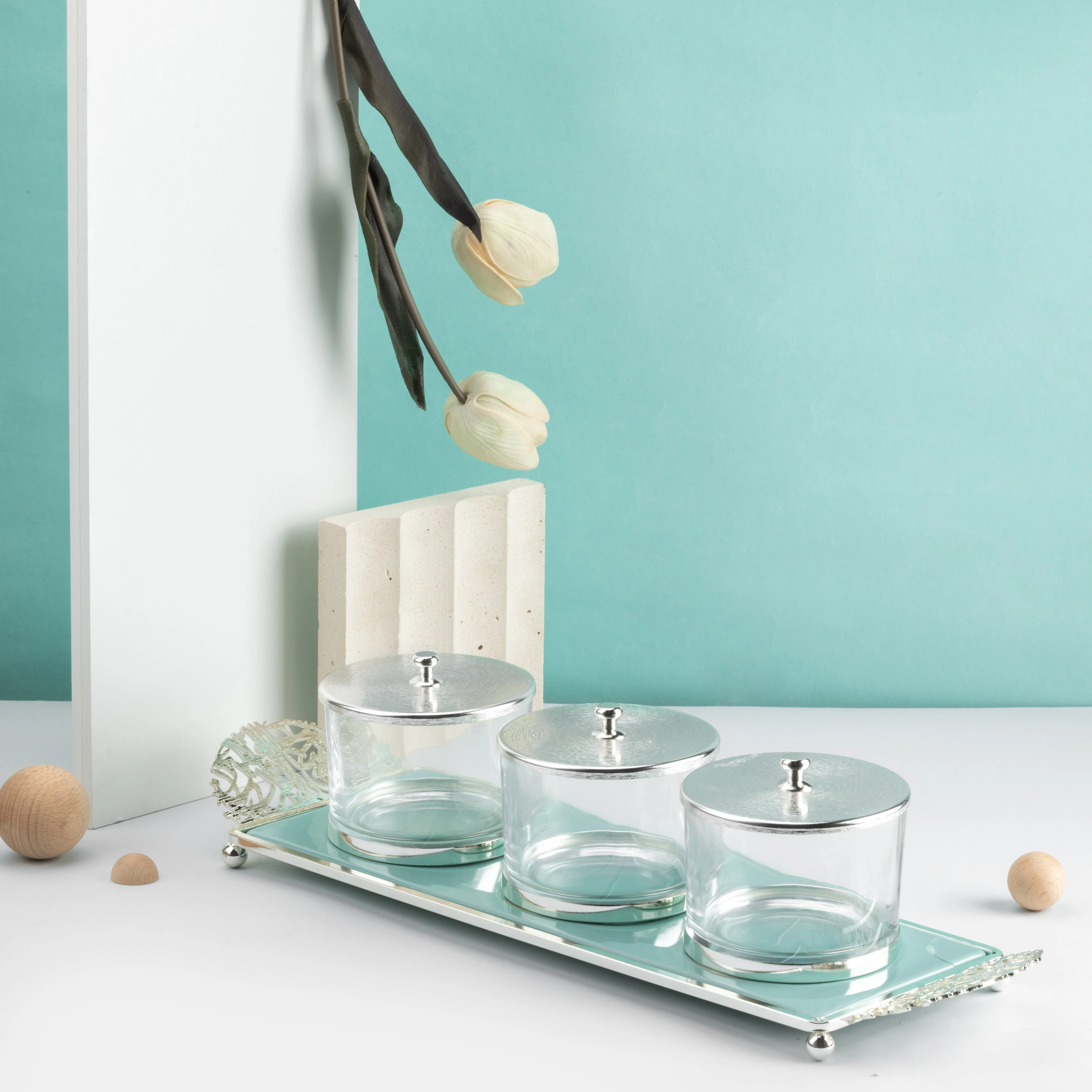 Limited Edition - Snack Serving set (3 Bowls)- Blue & Silver - Image 4