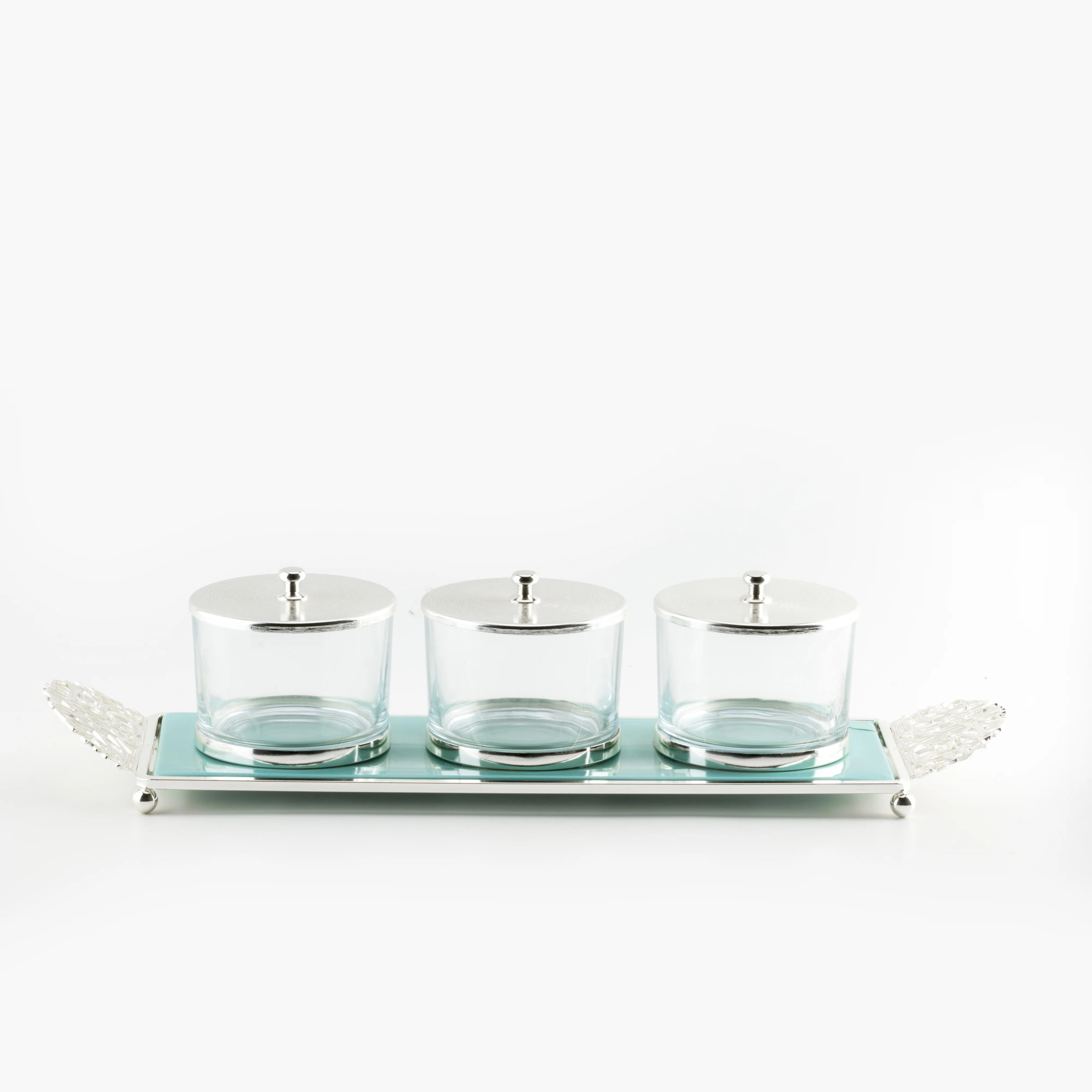 Limited Edition - Snack Serving set (3 Bowls)- Blue & Silver - Image 5