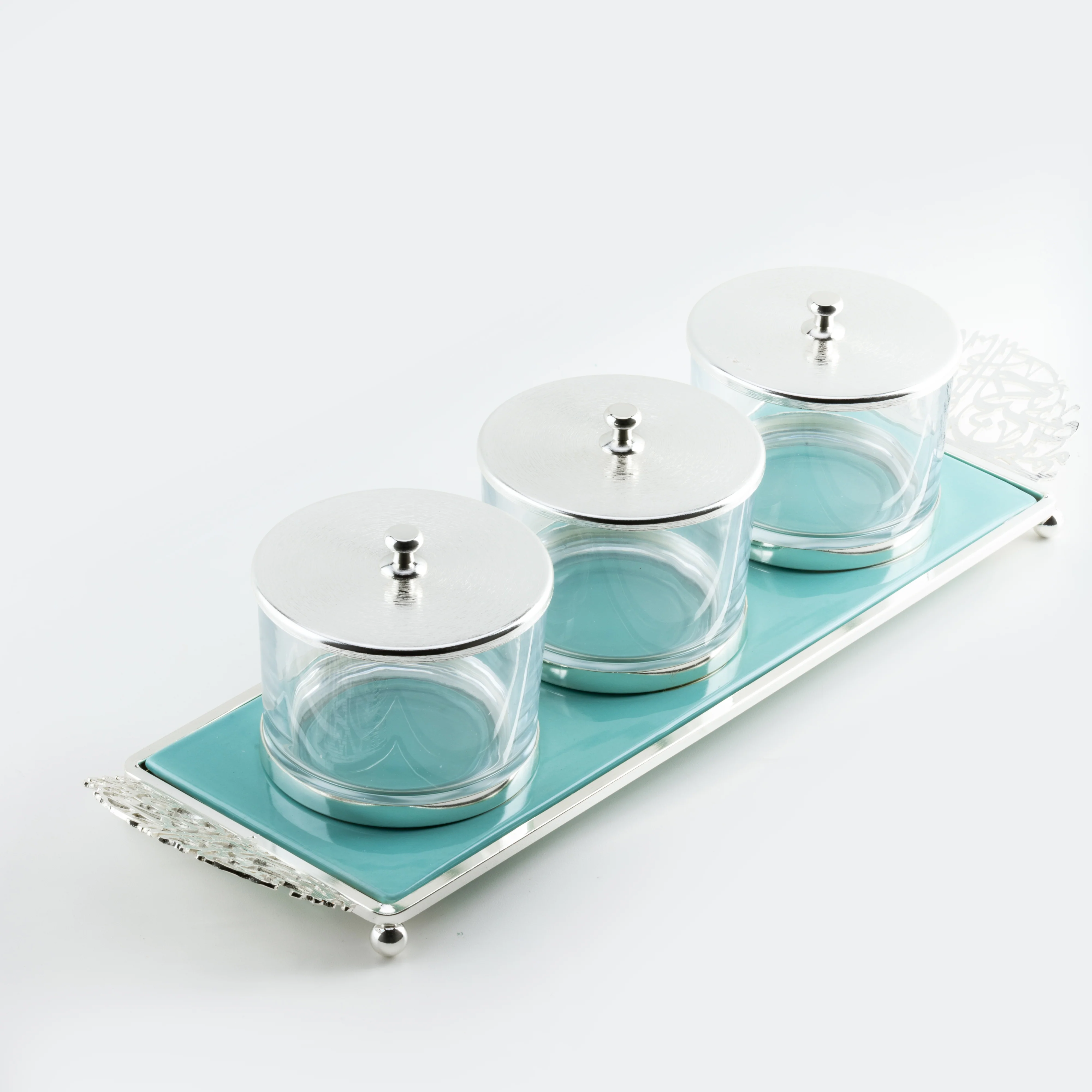 Limited Edition - Snack Serving set (3 Bowls)- Blue & Silver - Image 6