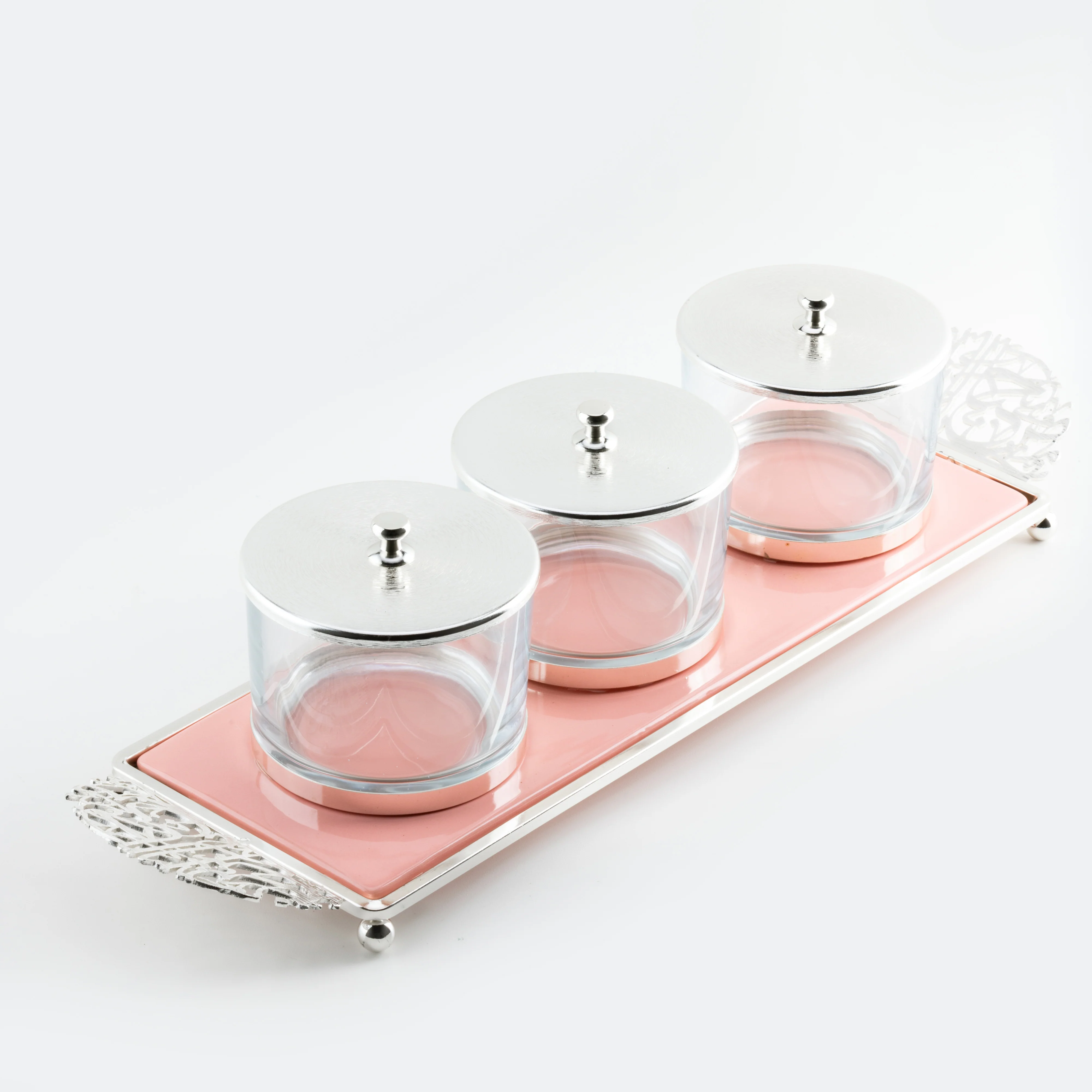 Limited Edition - Snack Serving set (3 Bowls)- Pink & Silver - Image 7