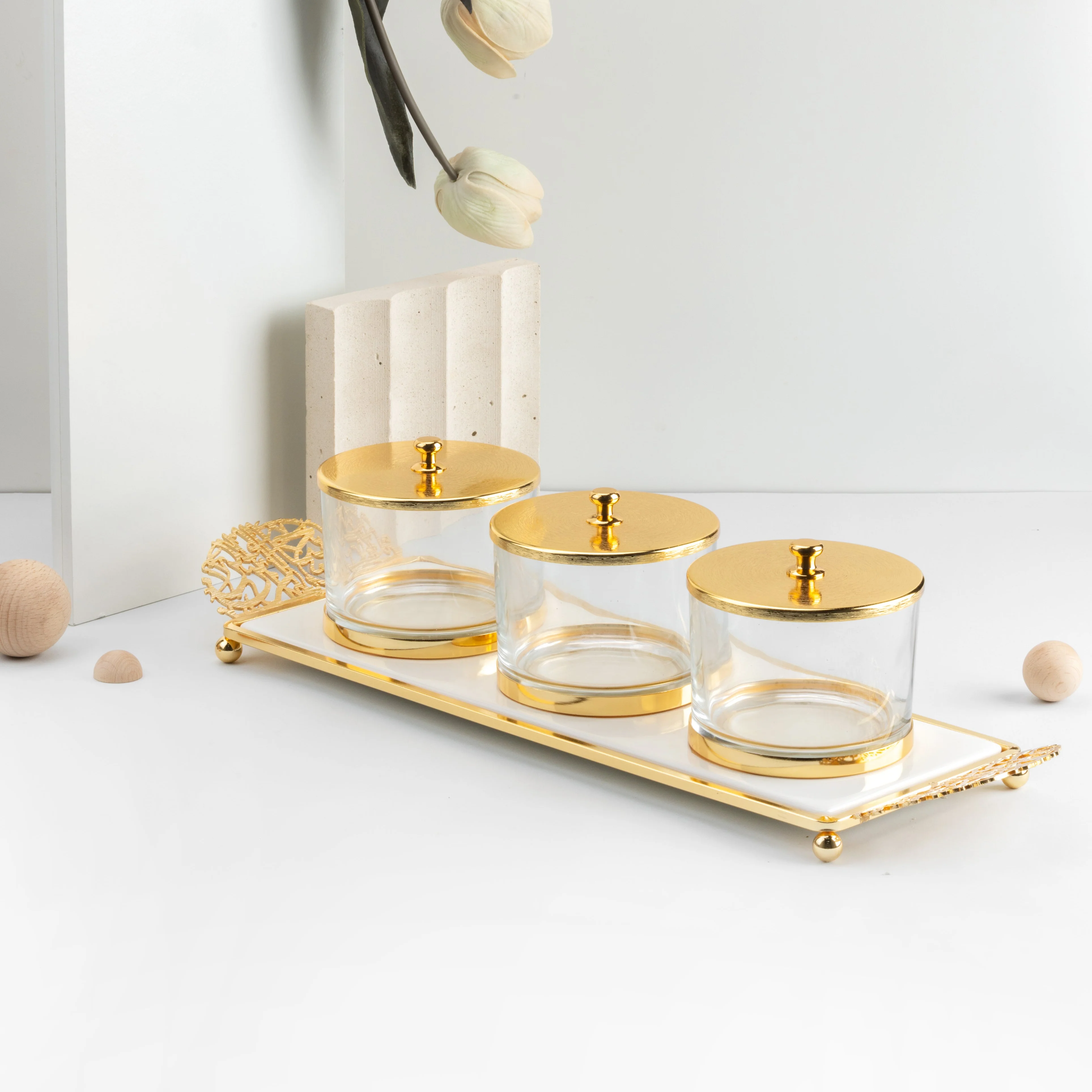 Limited Edition - Snack Serving set (3 Bowls)- White & Gold - Image 6