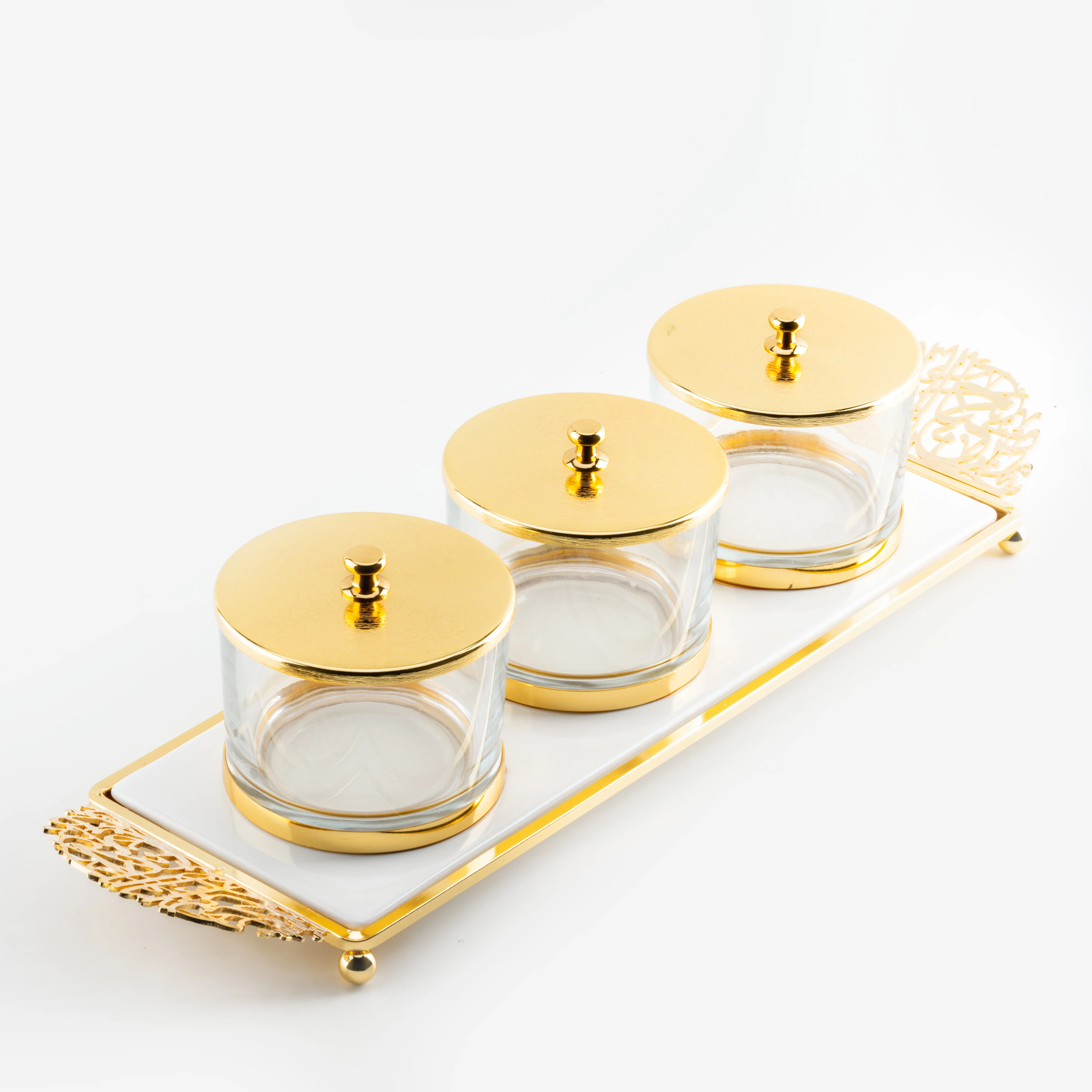 Limited Edition - Snack Serving set (3 Bowls)- White & Gold - Image 8