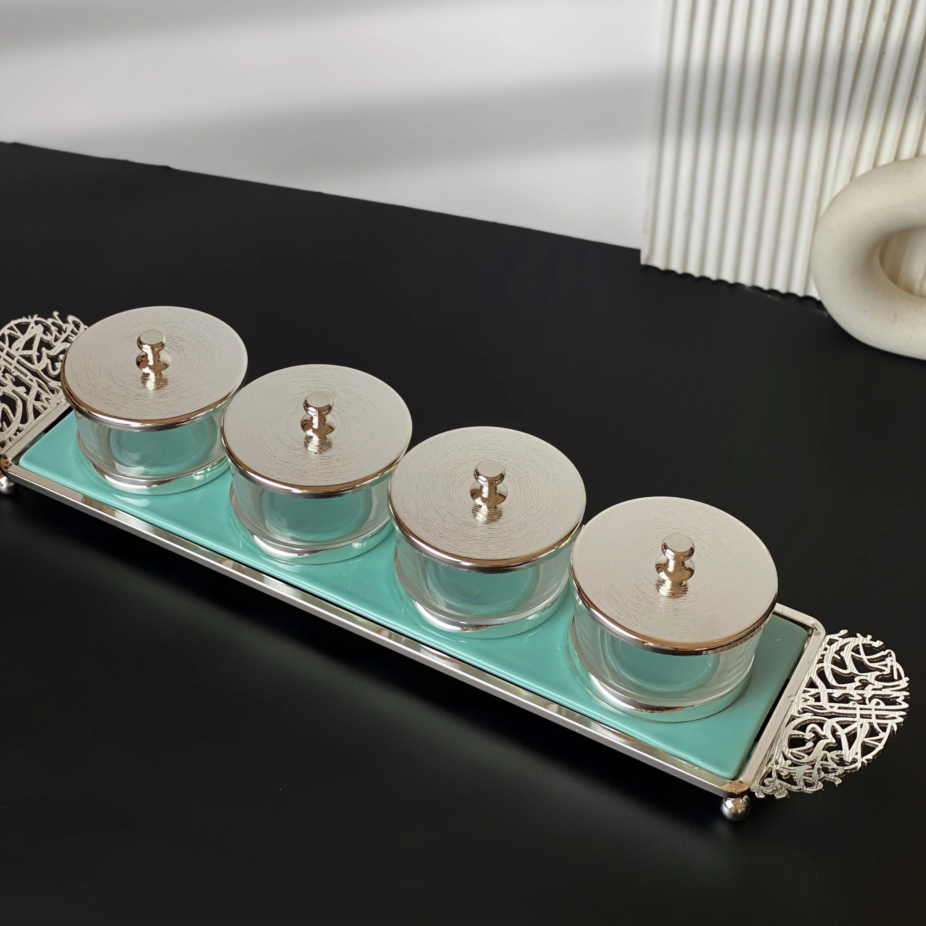 Limited Edition - Snack Serving set (4 Bowls)- Blue & Silver - Image 7