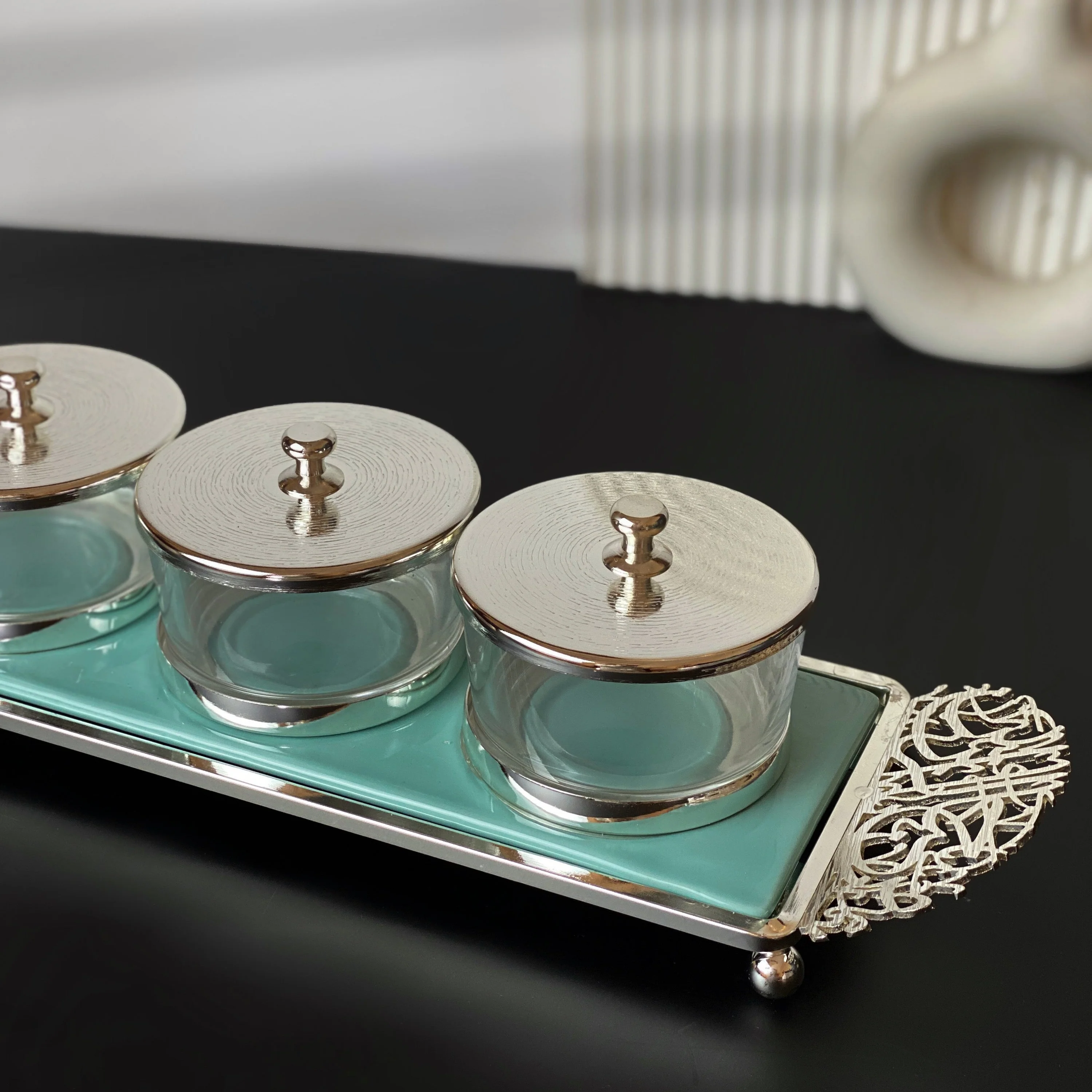 Limited Edition - Snack Serving set (4 Bowls)- Blue & Silver - Image 9