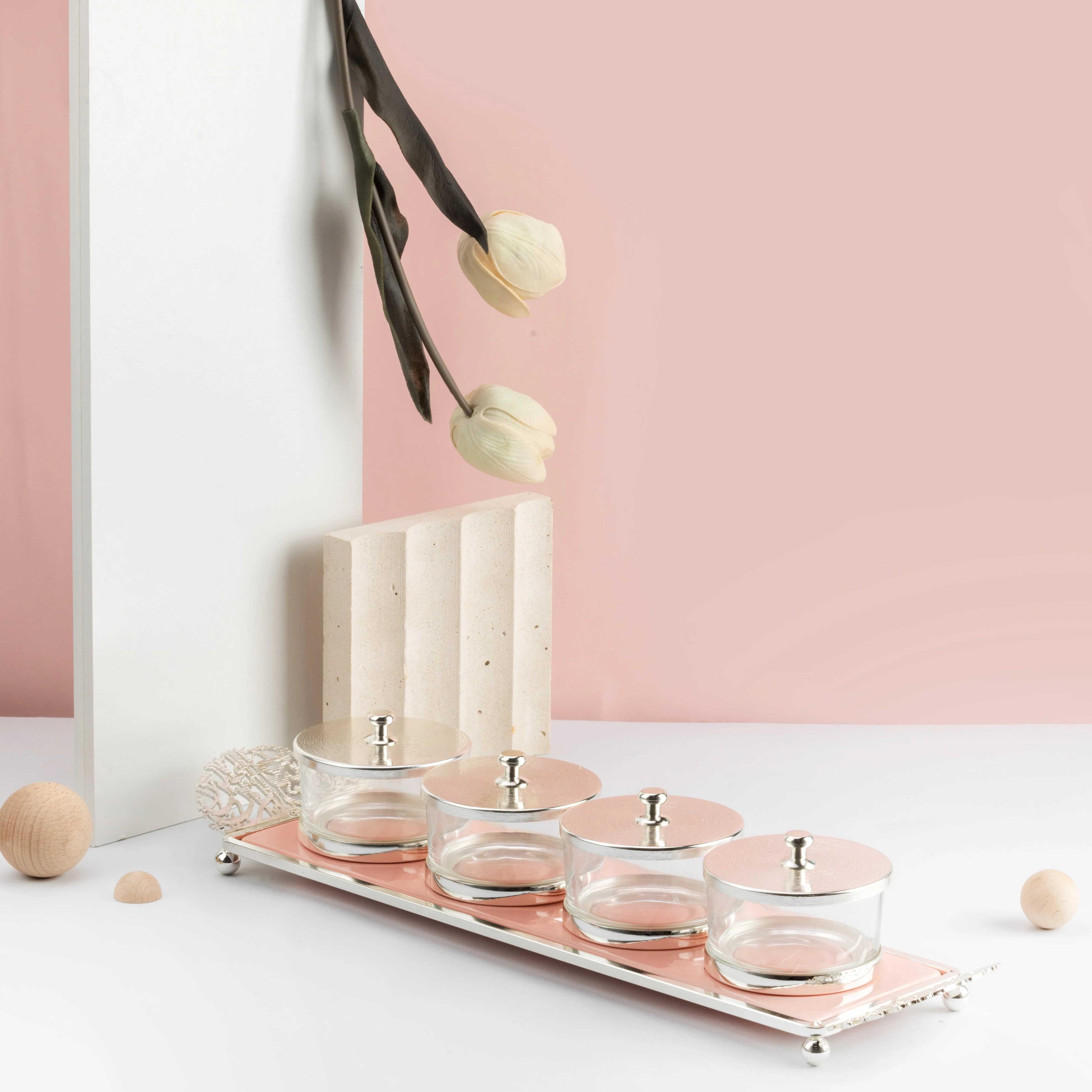 Limited Edition - Snack Serving set (4 Bowls)- Pink & Silver - Image 5