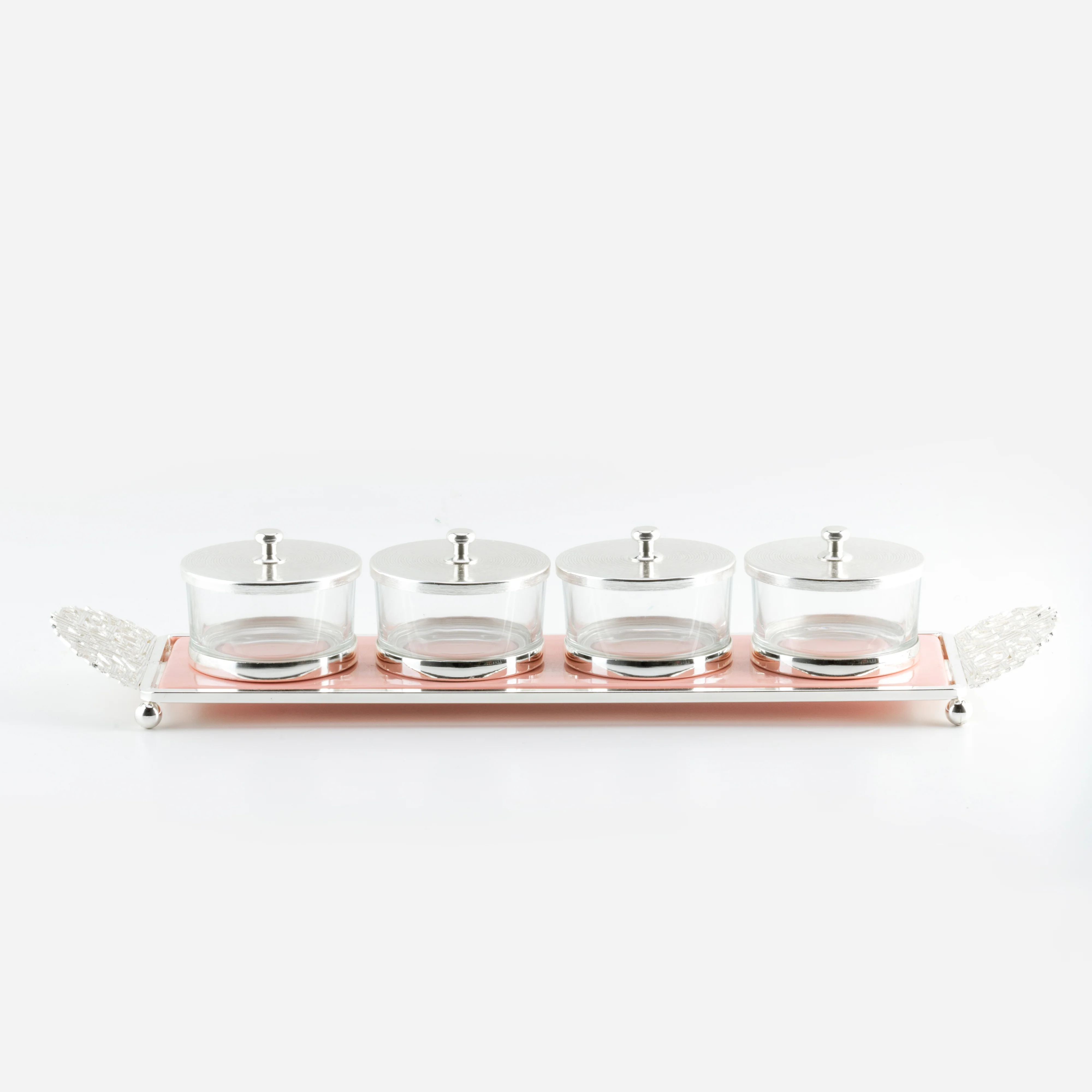 Limited Edition - Snack Serving set (4 Bowls)- Pink & Silver - Image 7