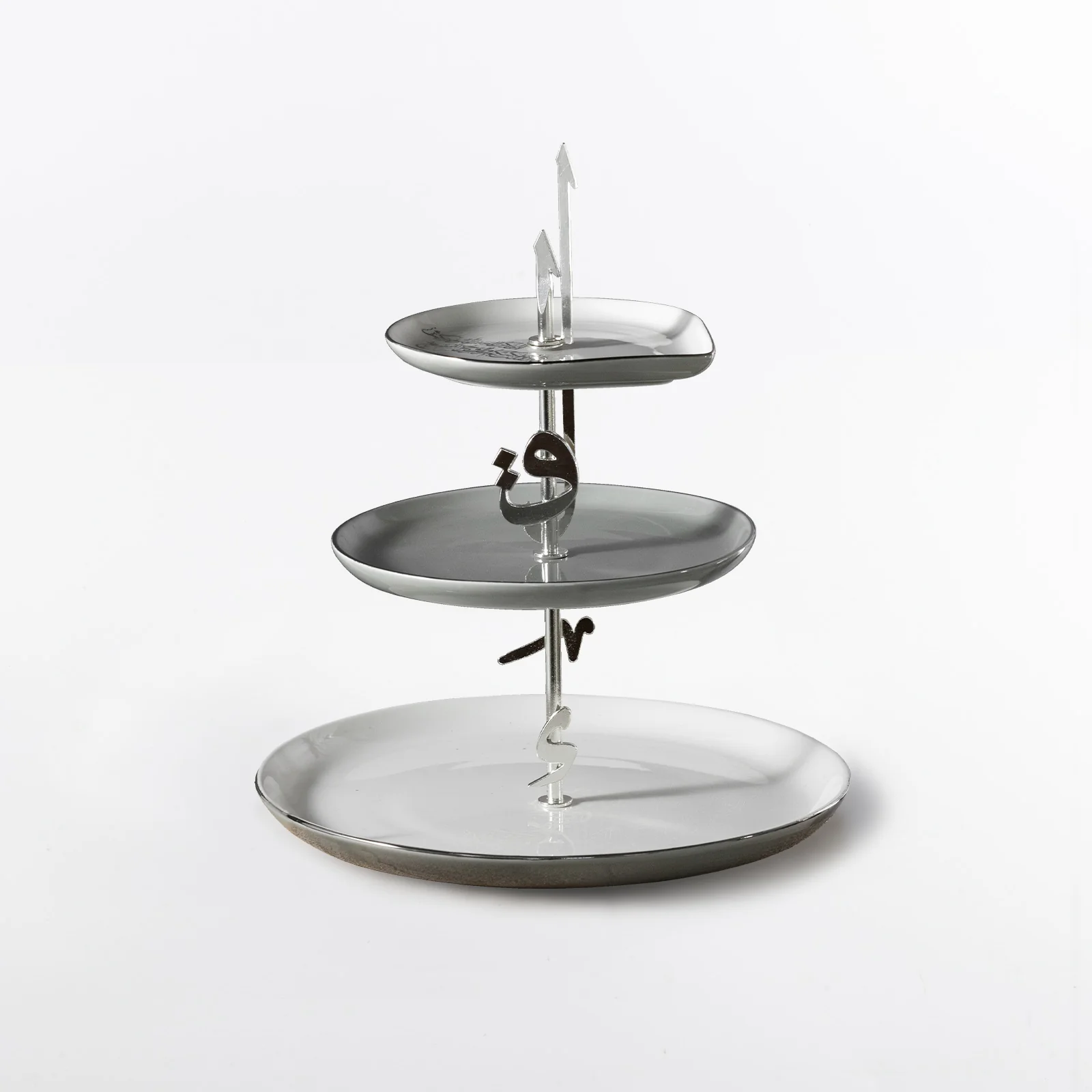 Liqa'a - 3 Tier Plate - Grey & Silver - Image 4