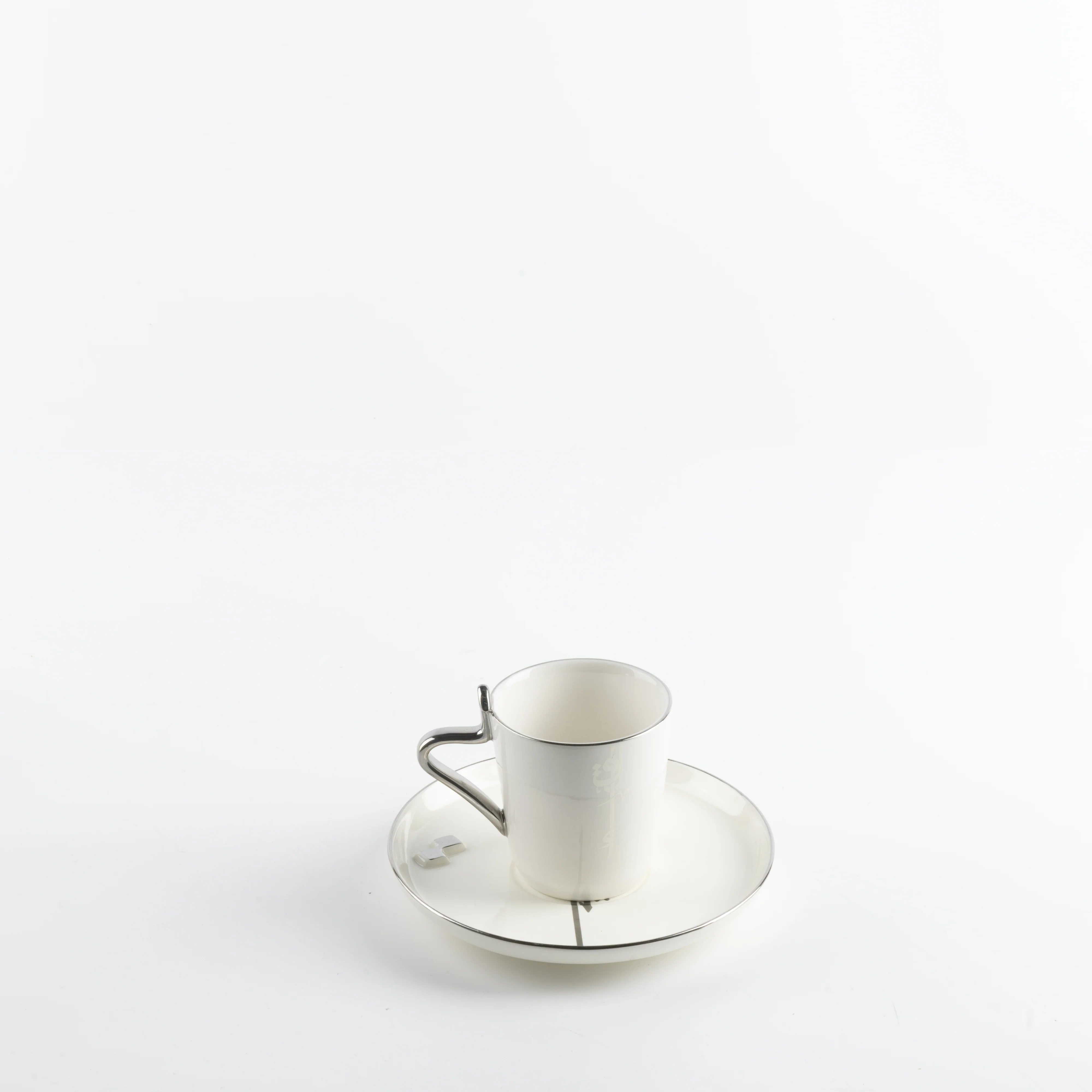 Liqa'a - Cappuccino Set (12-Pc) - Pearl White & Silver - Image 5