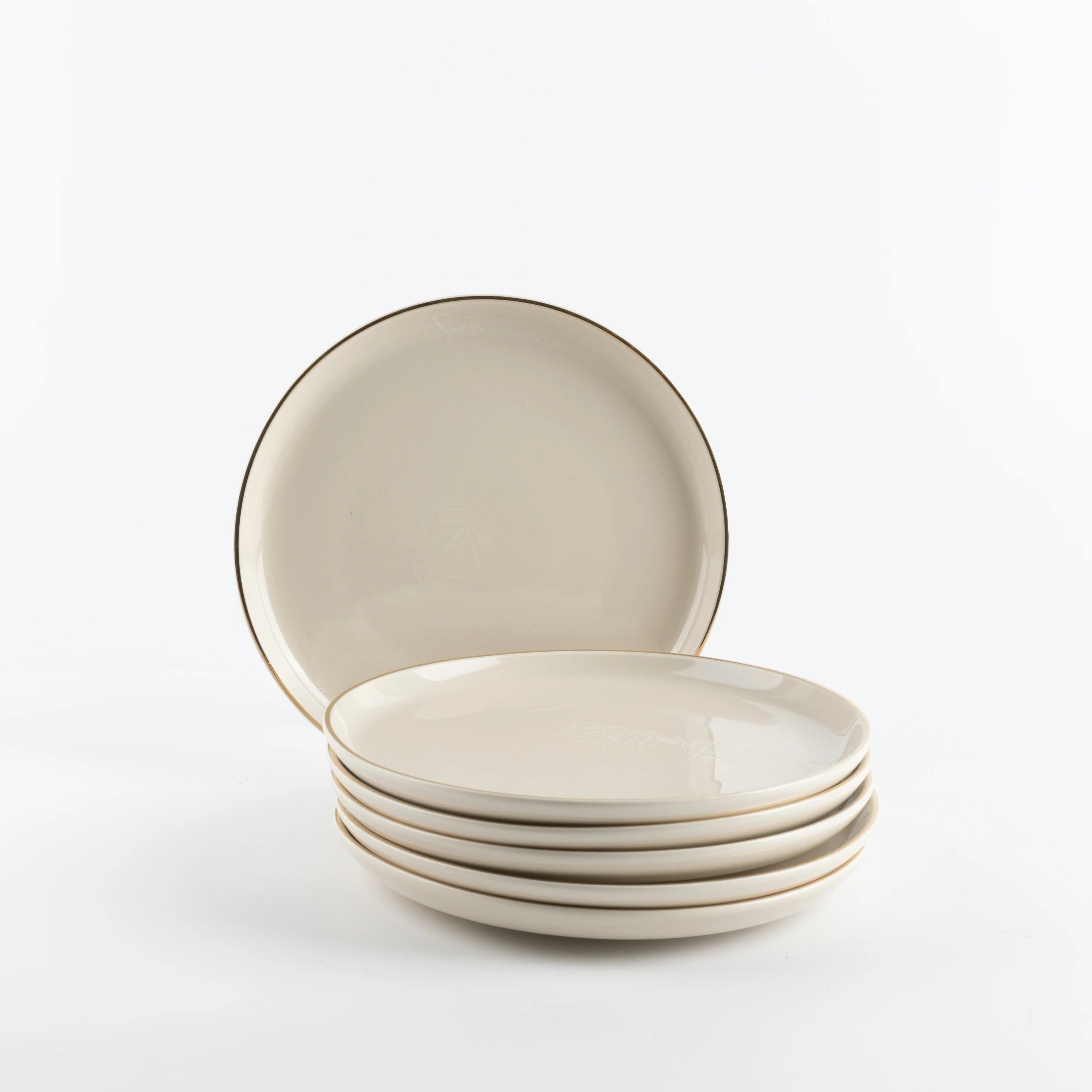 Liqa'a - Dessert Serving Plates - Beige & Gold - Image 4