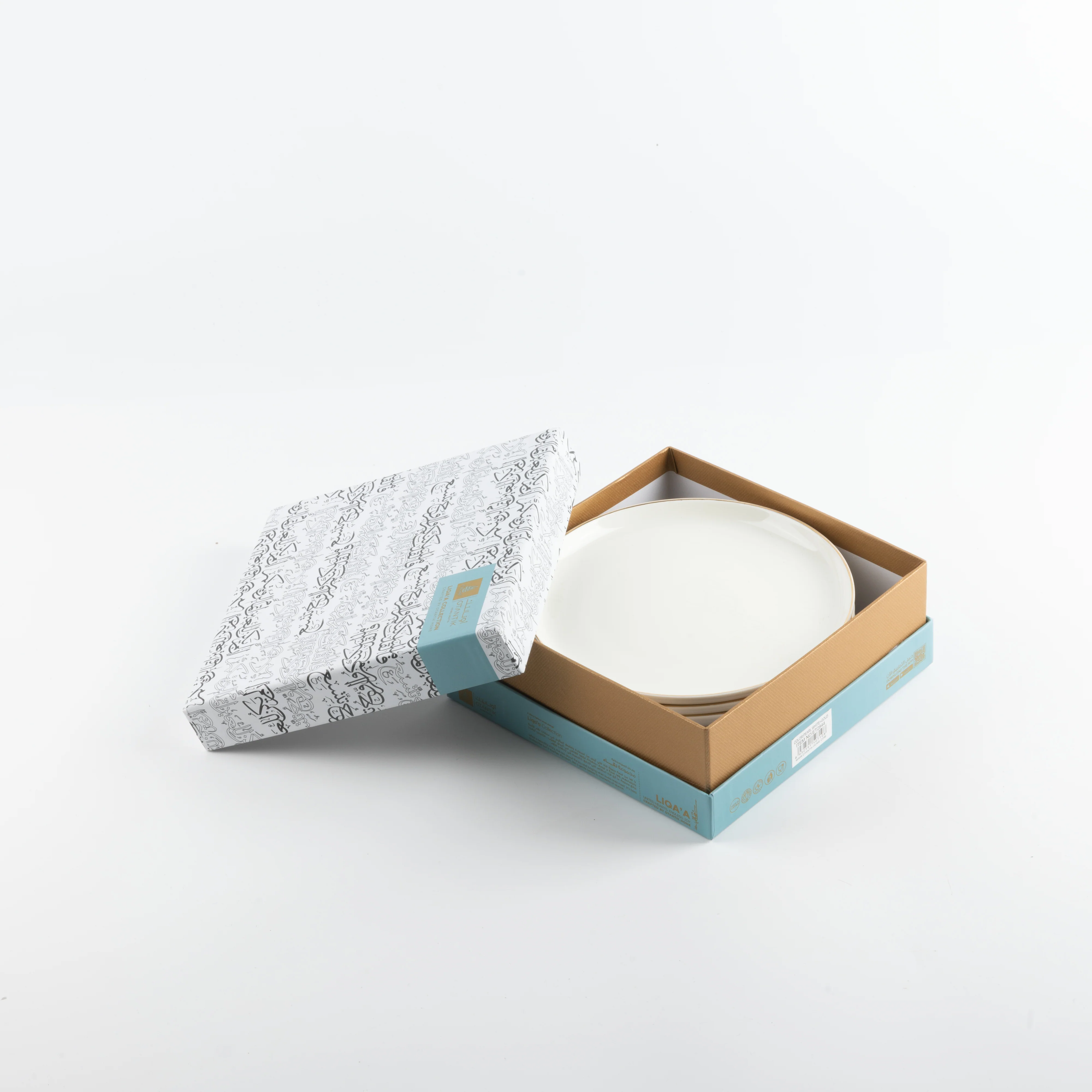 Liqa'a - Dessert Serving Plates - Pearl White & Gold - Image 6
