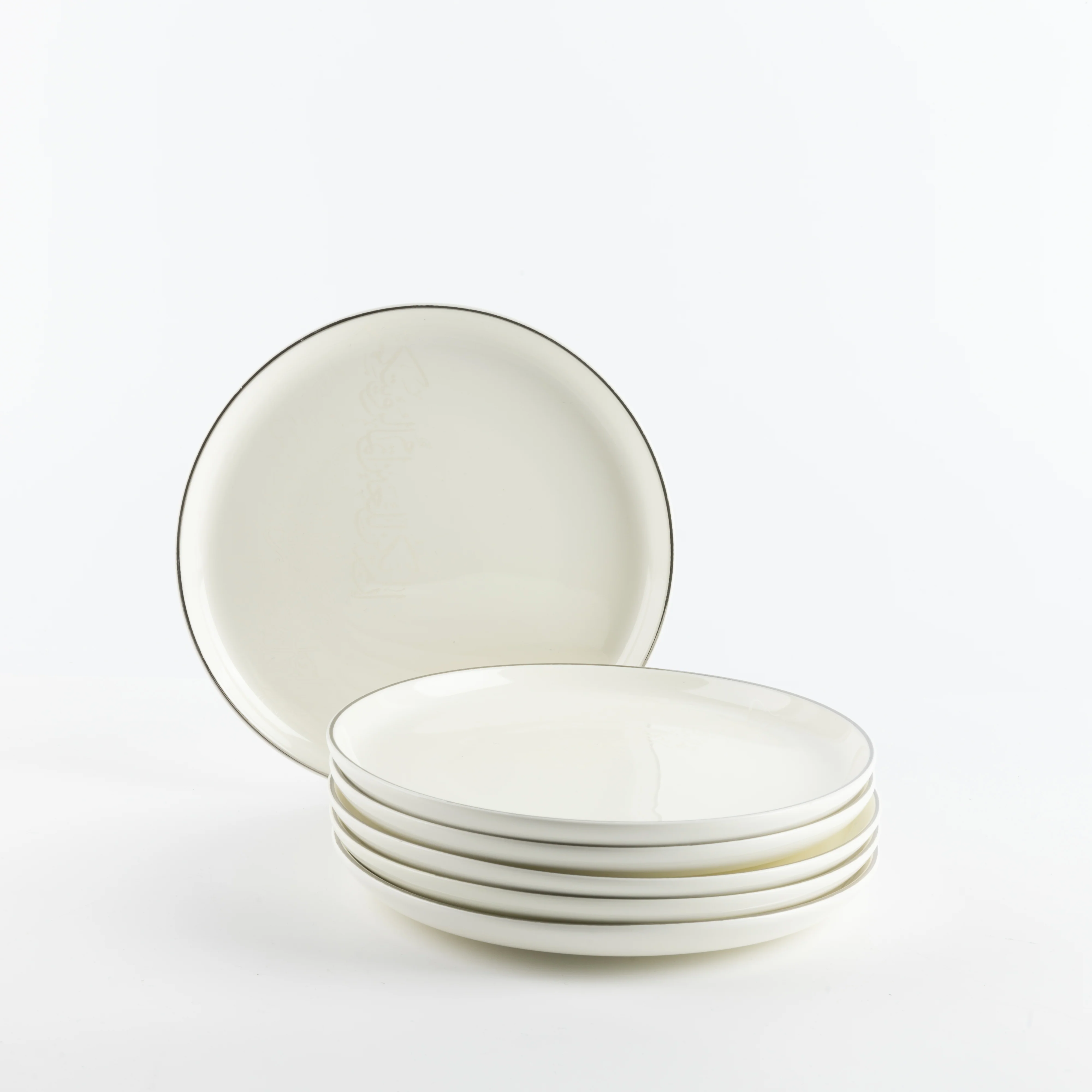 Liqa'a - Dessert Serving Plates - Pearl White & Silver - Image 4
