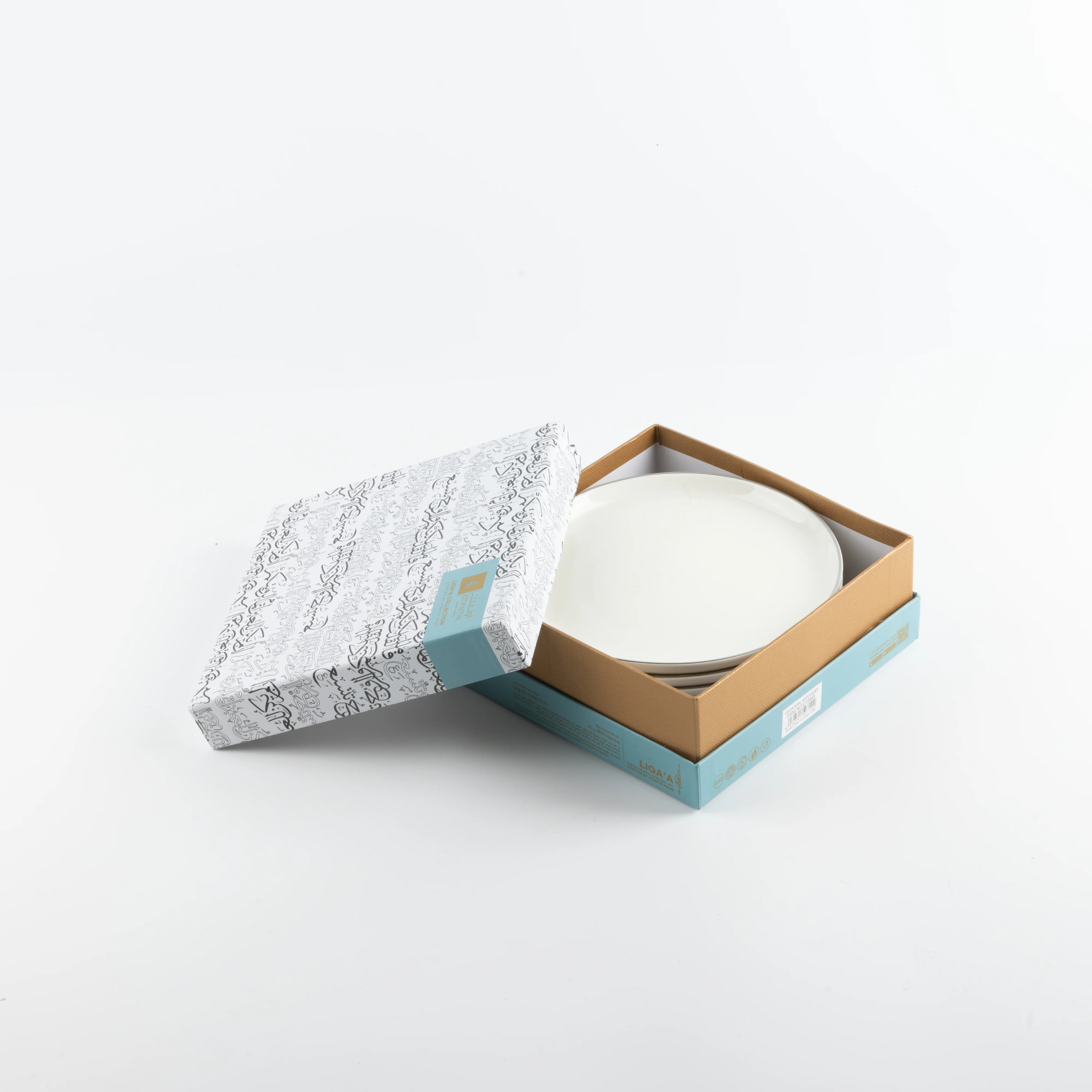 Liqa'a - Dessert Serving Plates - Pearl White & Silver - Image 6