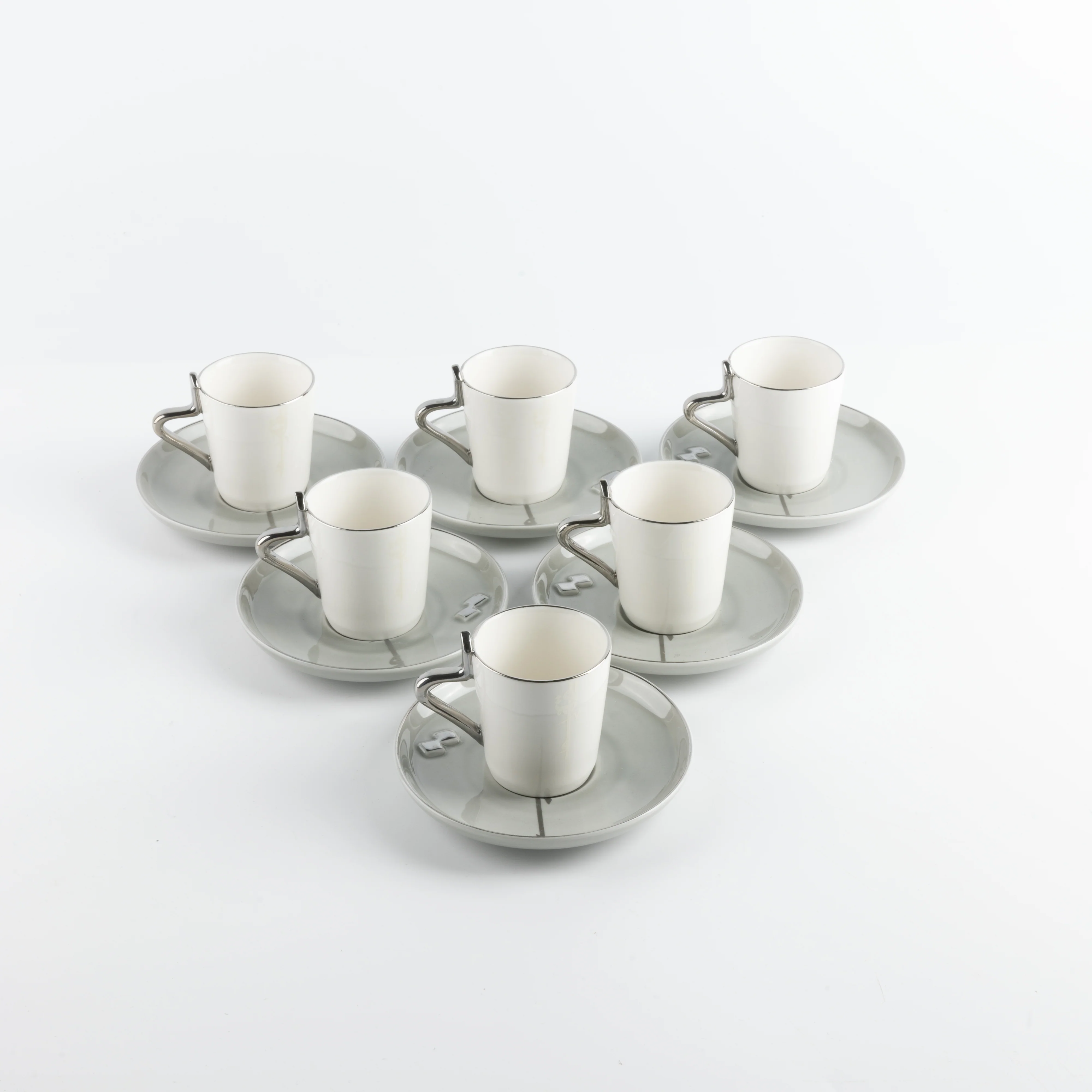 Liqa'a - Espresso/Turkish Coffee Set (12-Pc)- Grey & Silver - Image 5